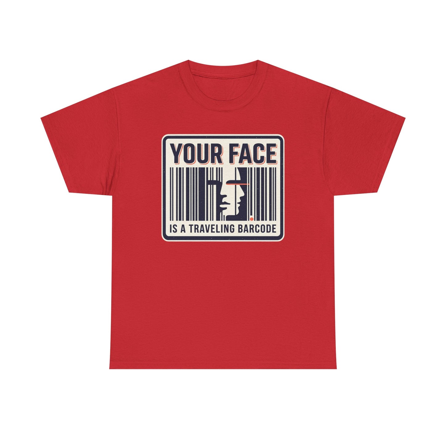 "Your Face Is a Traveling Barcode" Graphic Tee