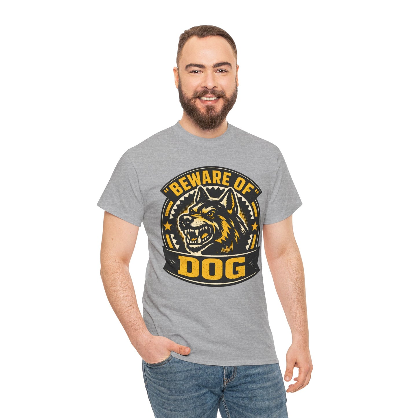 Beware of Dog T-Shirt — Retro Aggressive Dog Warning Graphic Tee Printify