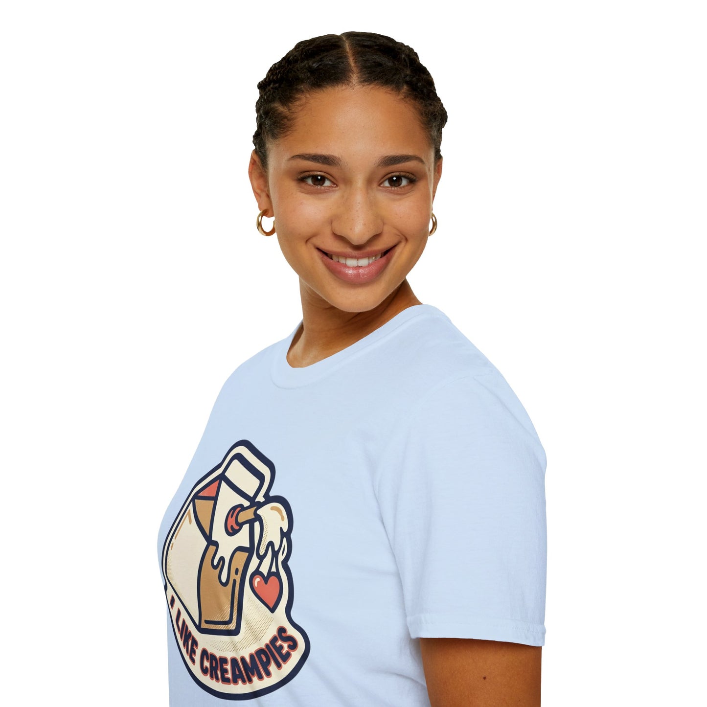 Cream Pie Cartoon T-Shirt — "I Like Creampies" Retro Milk Carton Graphic Tee