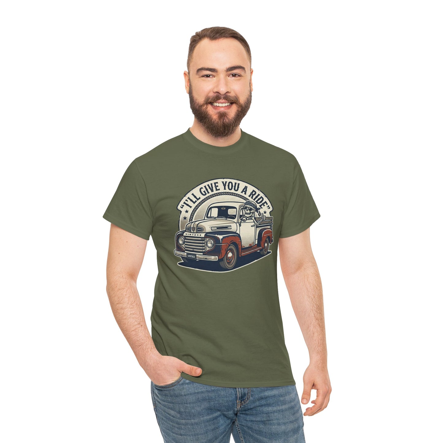 Vintage Pickup Truck T-Shirt — “I’ll Give You a Ride” Classic Retro Tee Printify