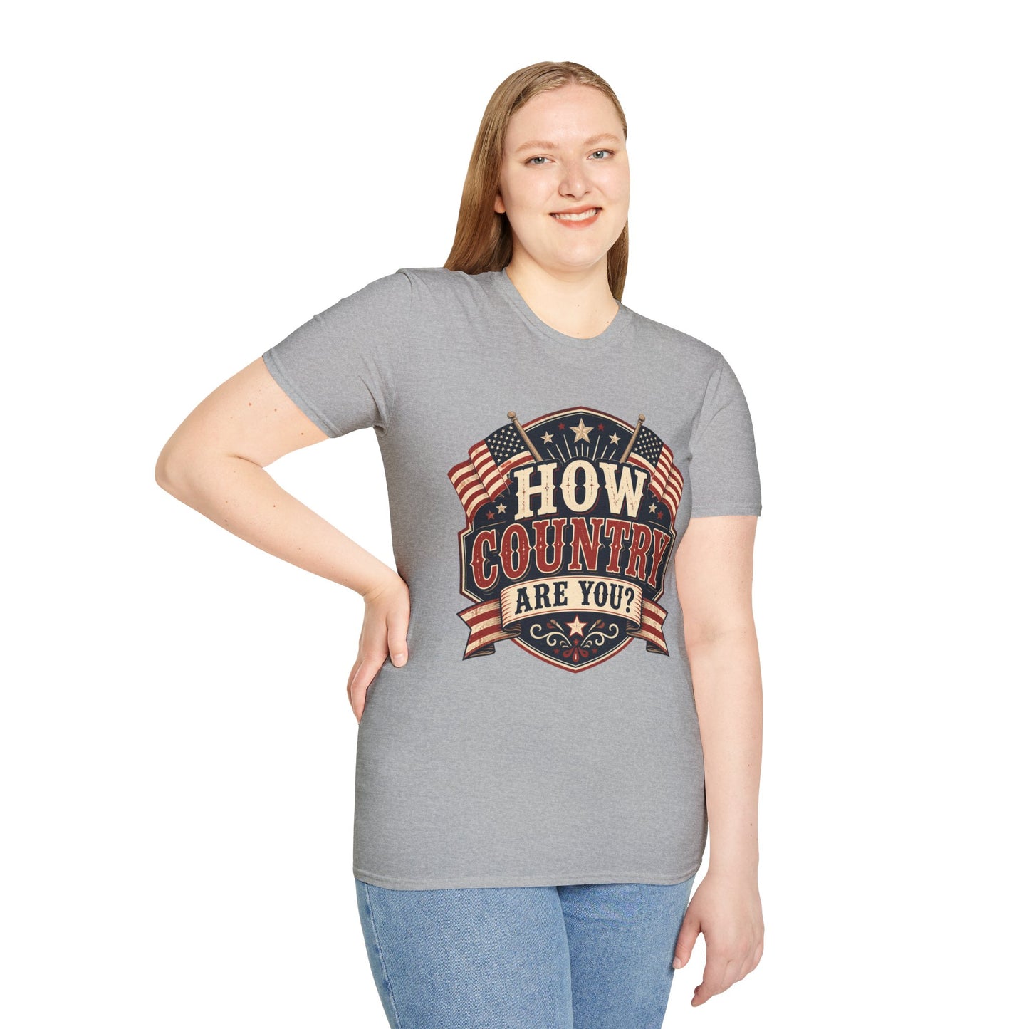 How Country Are You? T-Shirt — Vintage American Flag Country Graphic Tee
