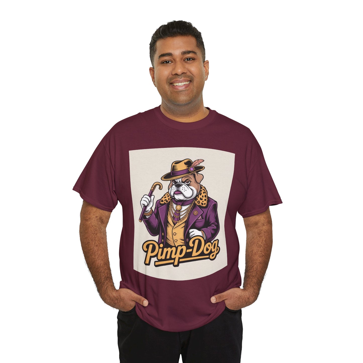 Pimp-Dog Graphic Tee — Retro Bulldog Character Shirt Printify