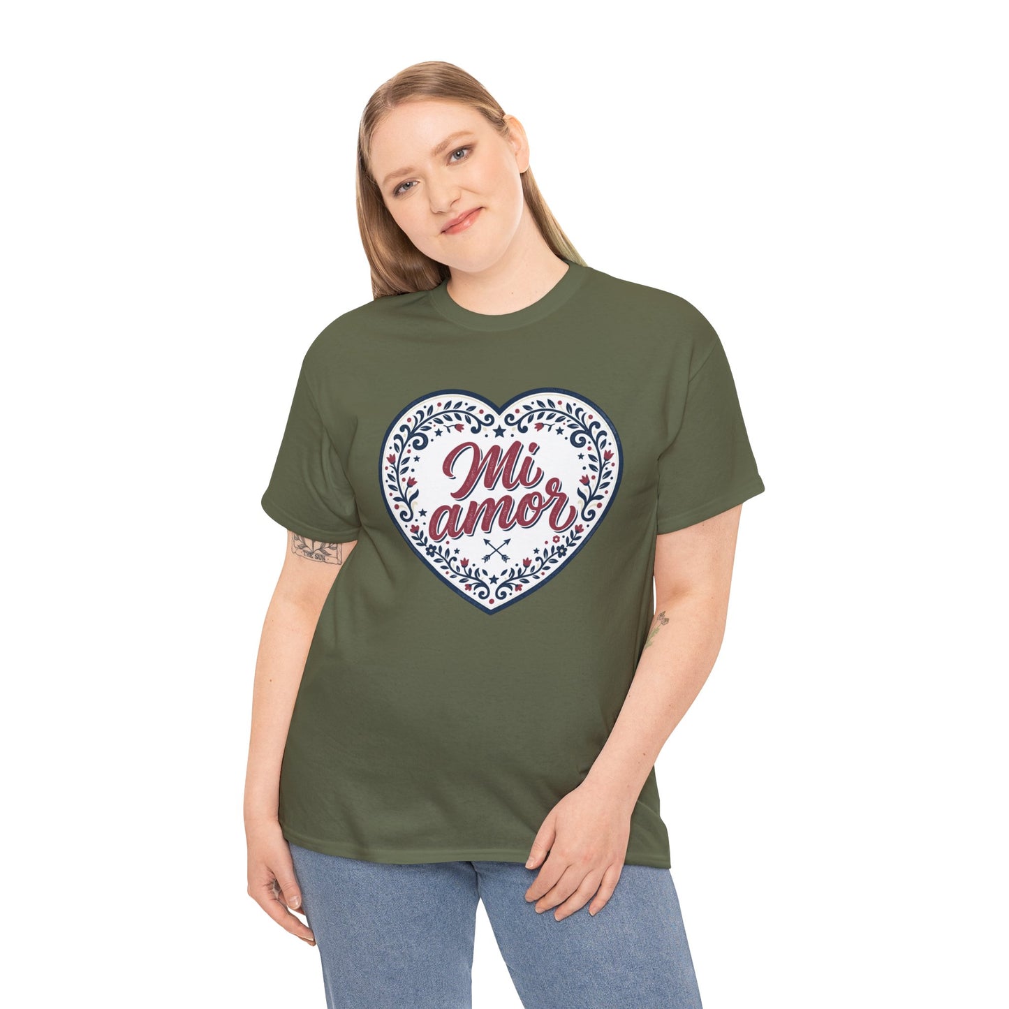 Mi Amor Heart T-Shirt — Romantic Floral Graphic Tee for Valentine’s Day