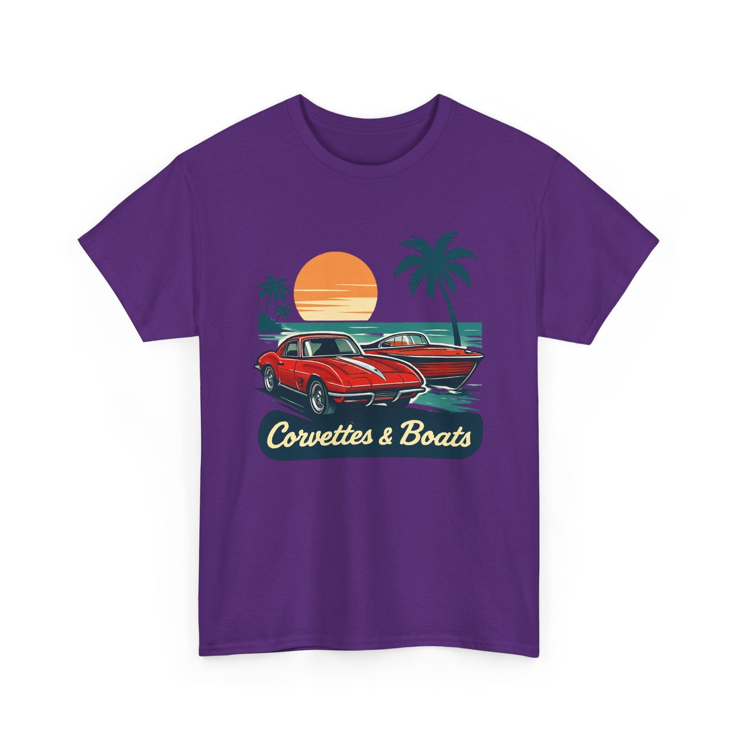 Corvettes & Boats Retro Sunset T‑Shirt