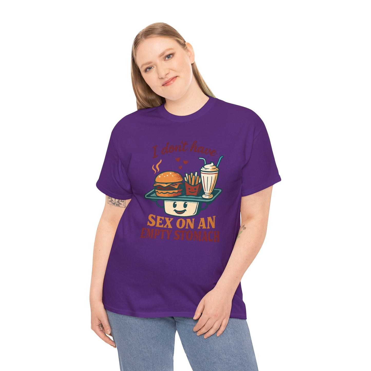 "I Don't Have Sex on an Empty Stomach" Burger & Milkshake Funny T-Shirt