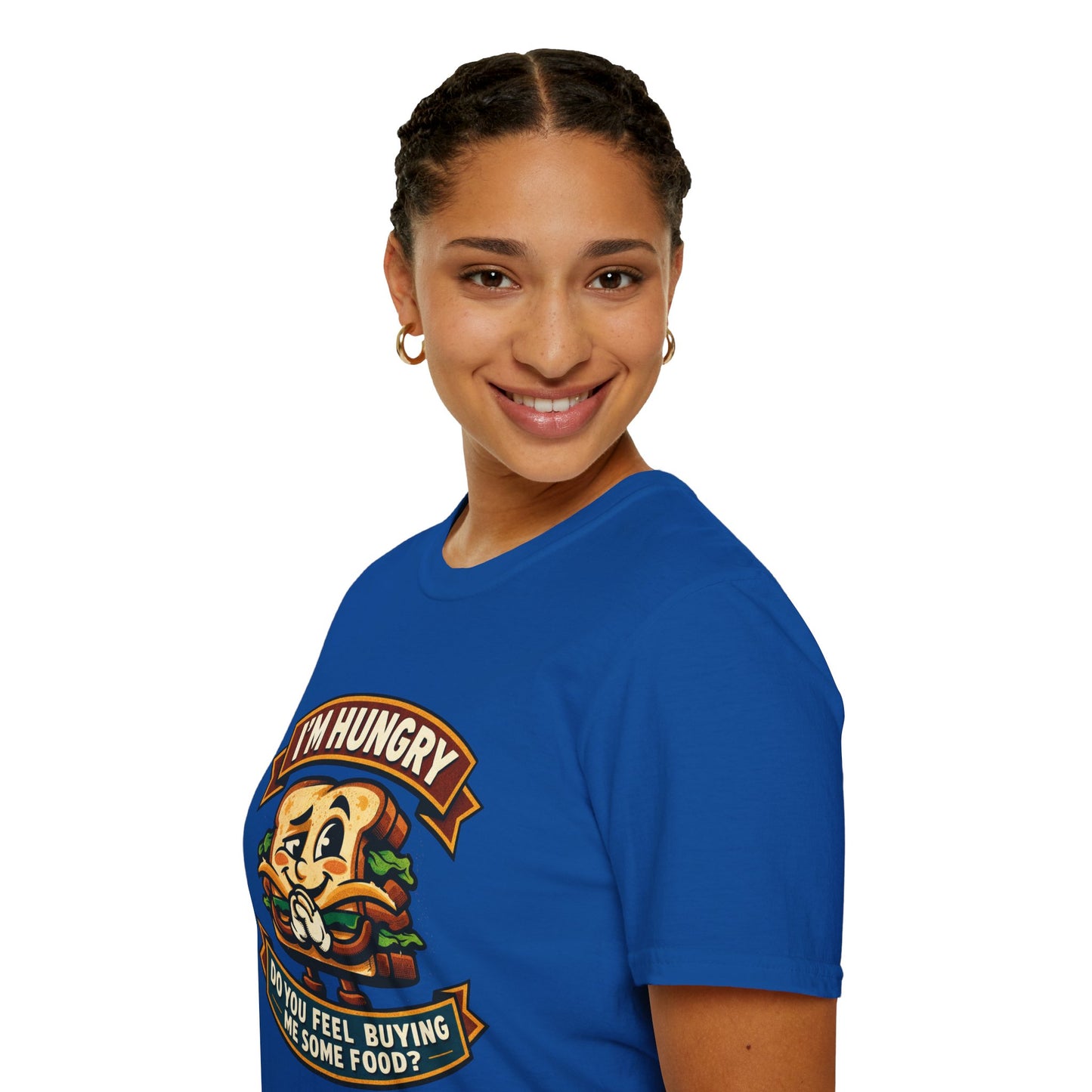 I'm Hungry Burger Graphic T-Shirt — "Do You Feel Buying Me Some Food?" Funny Foodie Tee