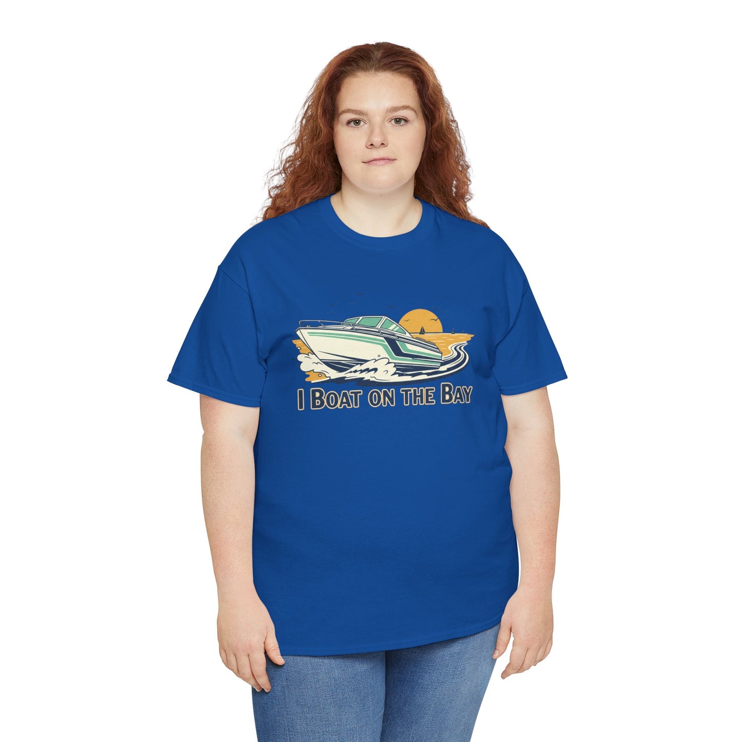 Boat on the Bay T-Shirt — Retro Motorboat Sunset Tee Printify