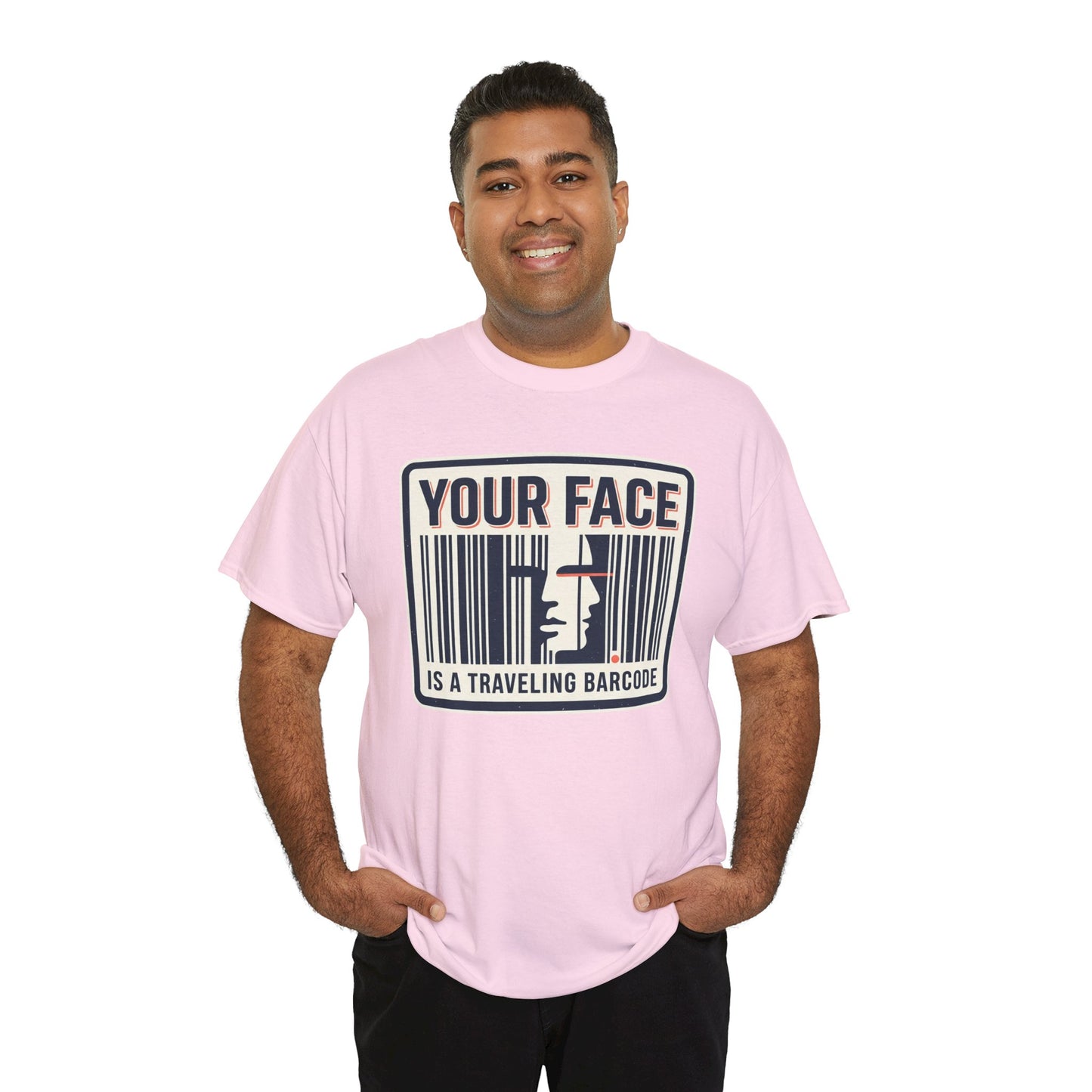 "Your Face Is a Traveling Barcode" Graphic Tee