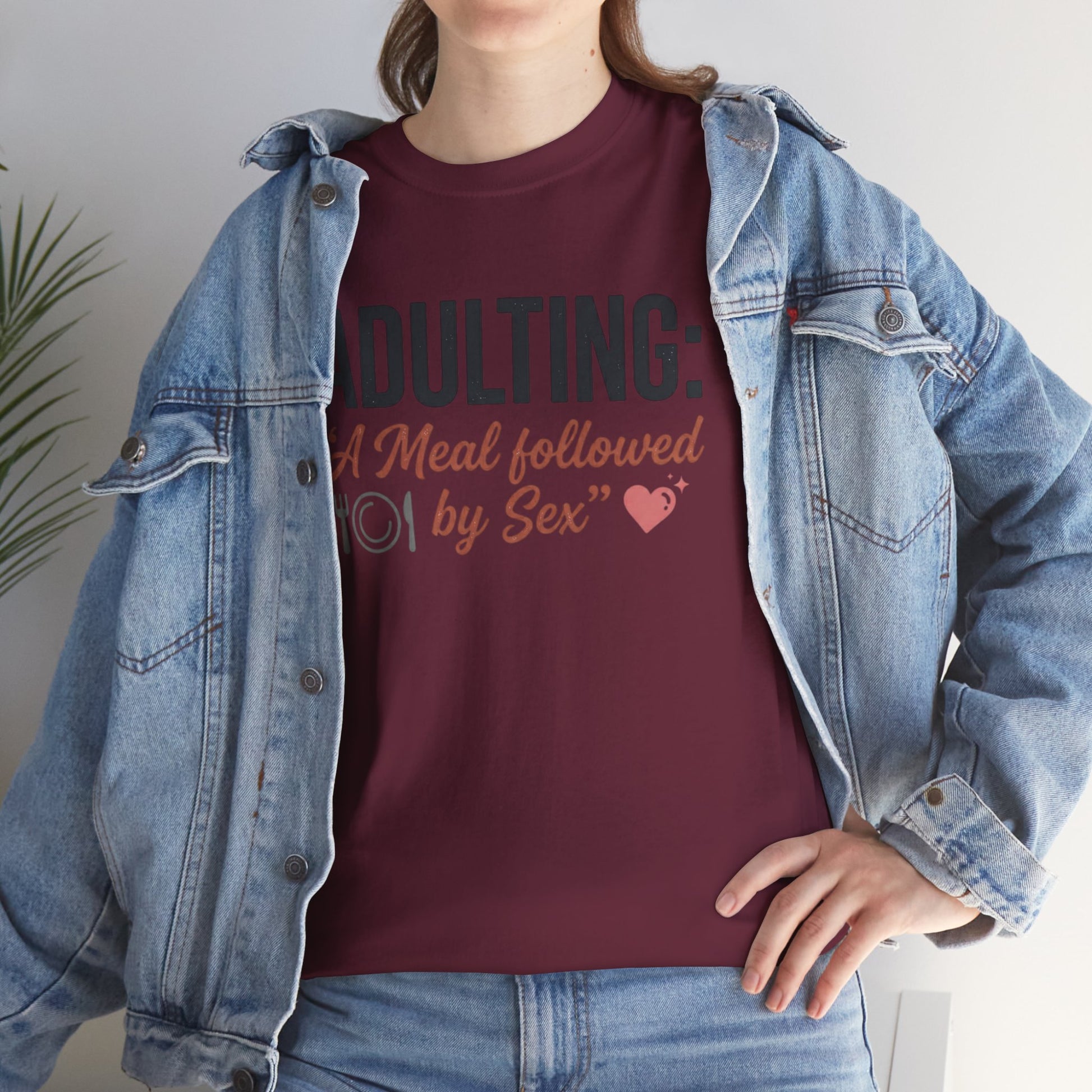Adulting T‑Shirt – "Adulting: A Meal Followed by Sex" Funny Graphic Tee Printify