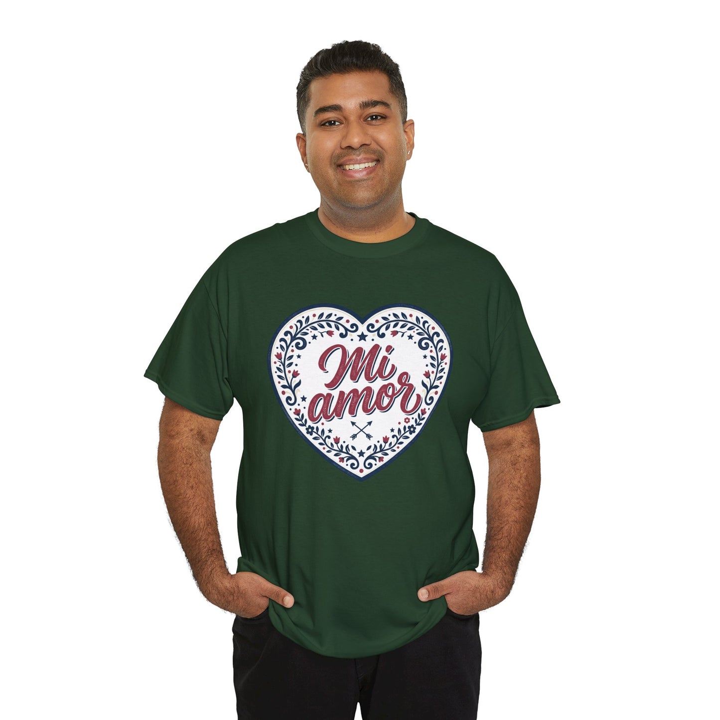 Mi Amor Heart T-Shirt — Romantic Floral Graphic Tee for Valentine’s Day