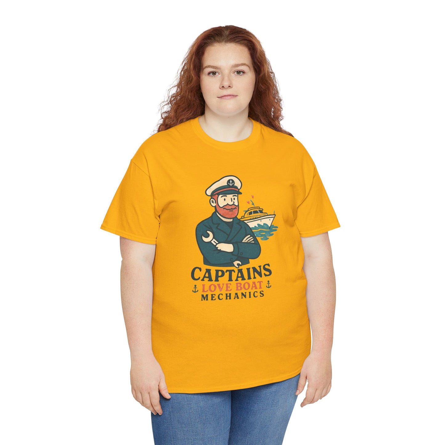 Captain Mechanics T‑Shirt — "Captains Love Boat Mechanics" Nautical Crew Tee