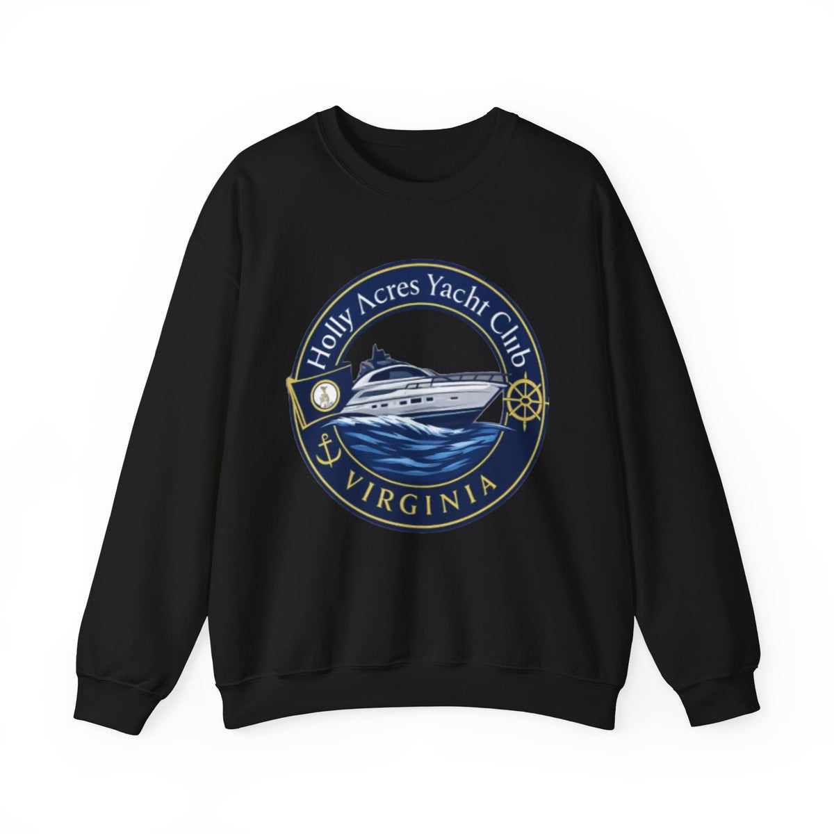 Virginia Yacht Club Crewneck Sweatshirt — "Holly Acres Yacht Club" Nautical Logo
