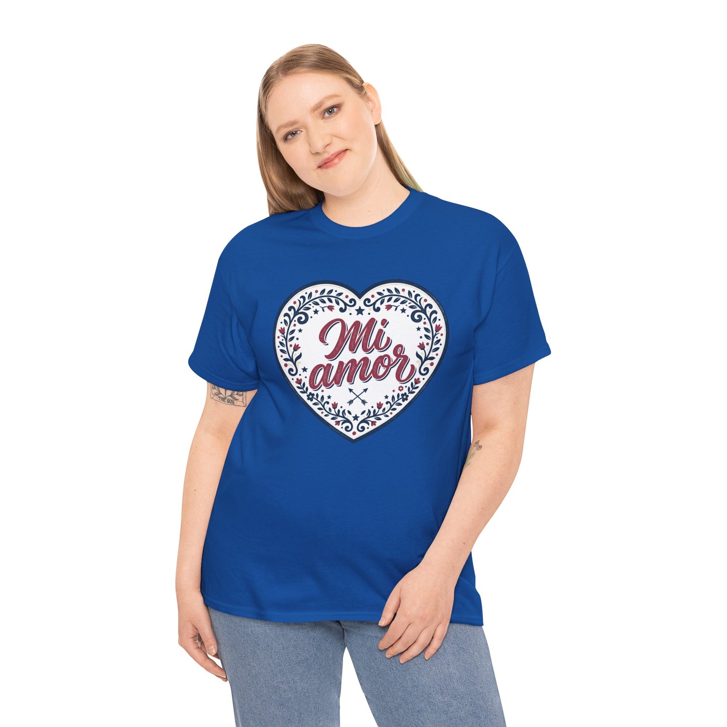 Mi Amor Heart T-Shirt — Romantic Floral Graphic Tee for Valentine’s Day
