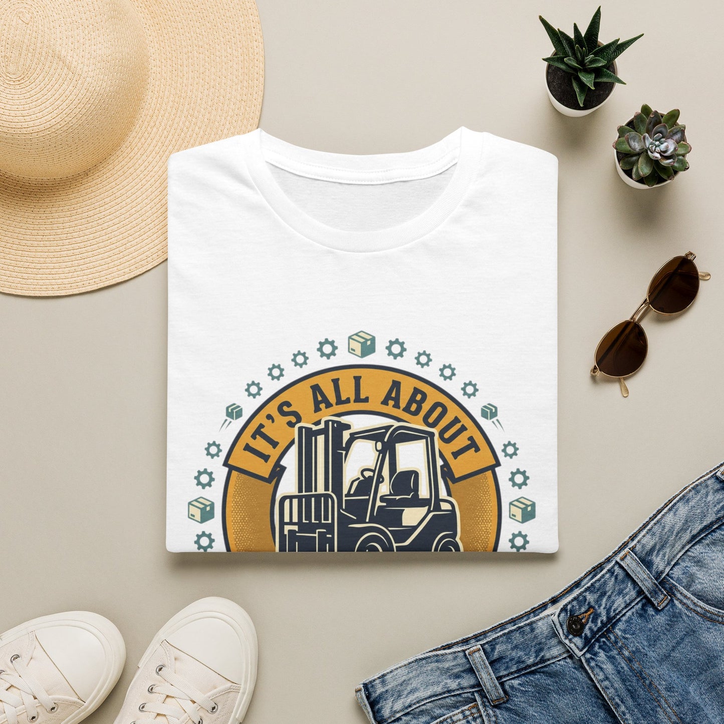 Moving Company T-Shirt — "It's All About Moving Units" Forklift Logo