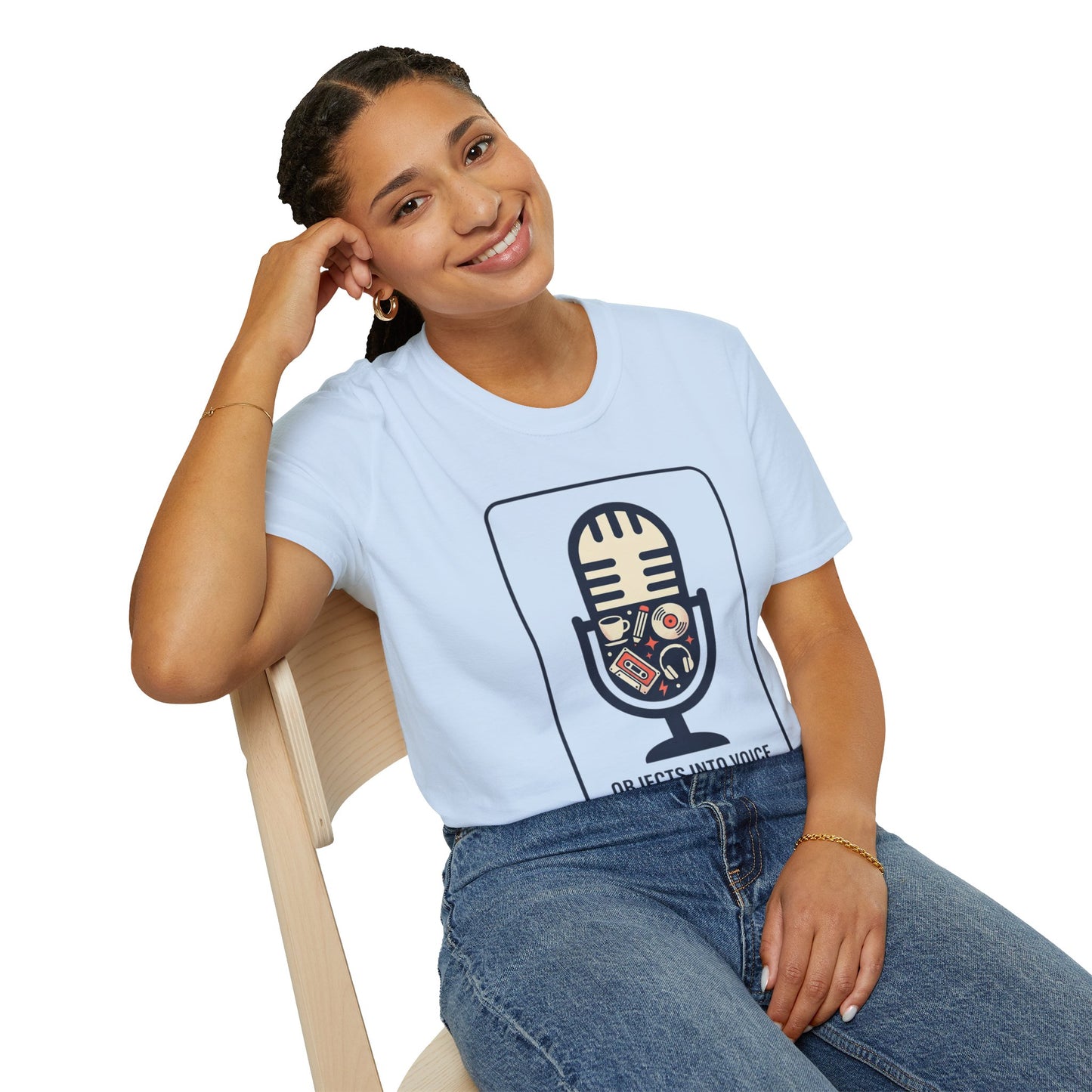 Microphone Graphic T-Shirt — “Objects Into Voice” Podcast Tee