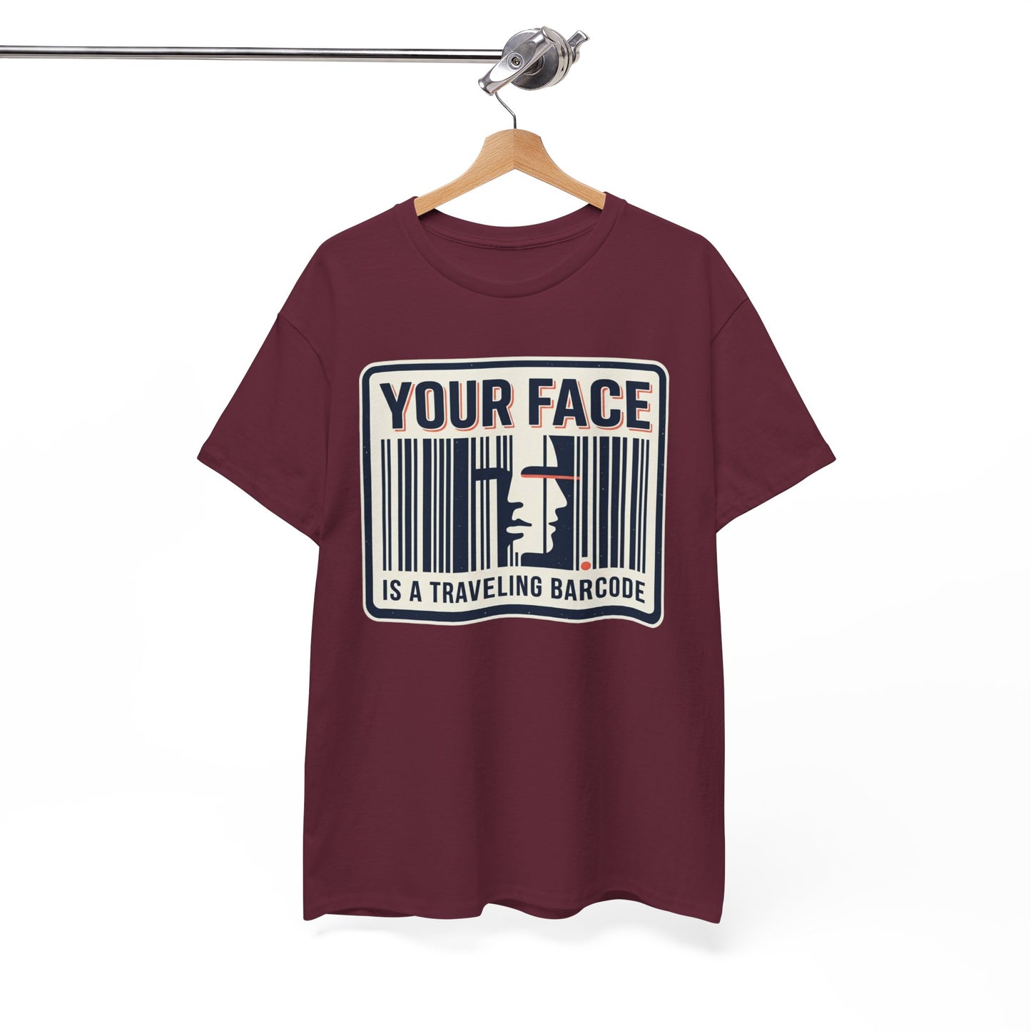"Your Face Is a Traveling Barcode" Graphic Tee