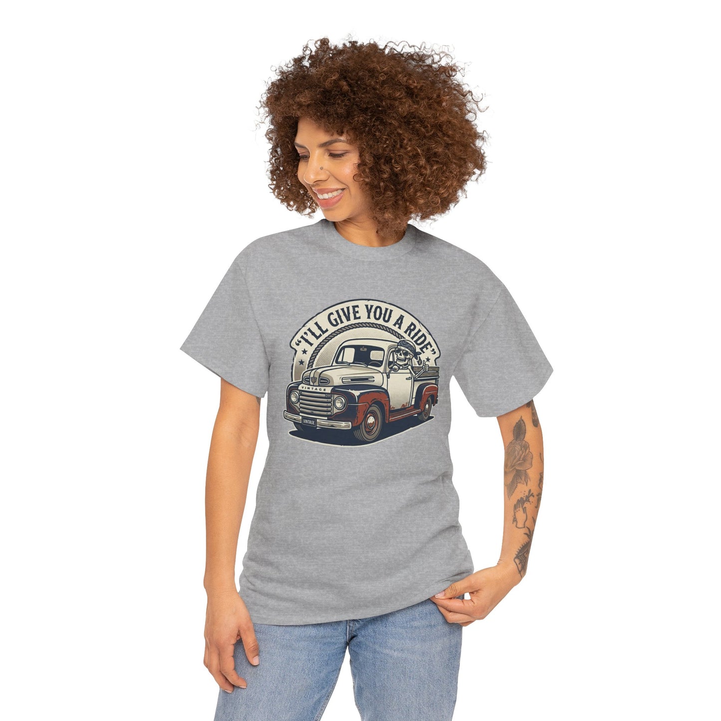 Vintage Pickup Truck T-Shirt — “I’ll Give You a Ride” Classic Retro Tee Printify