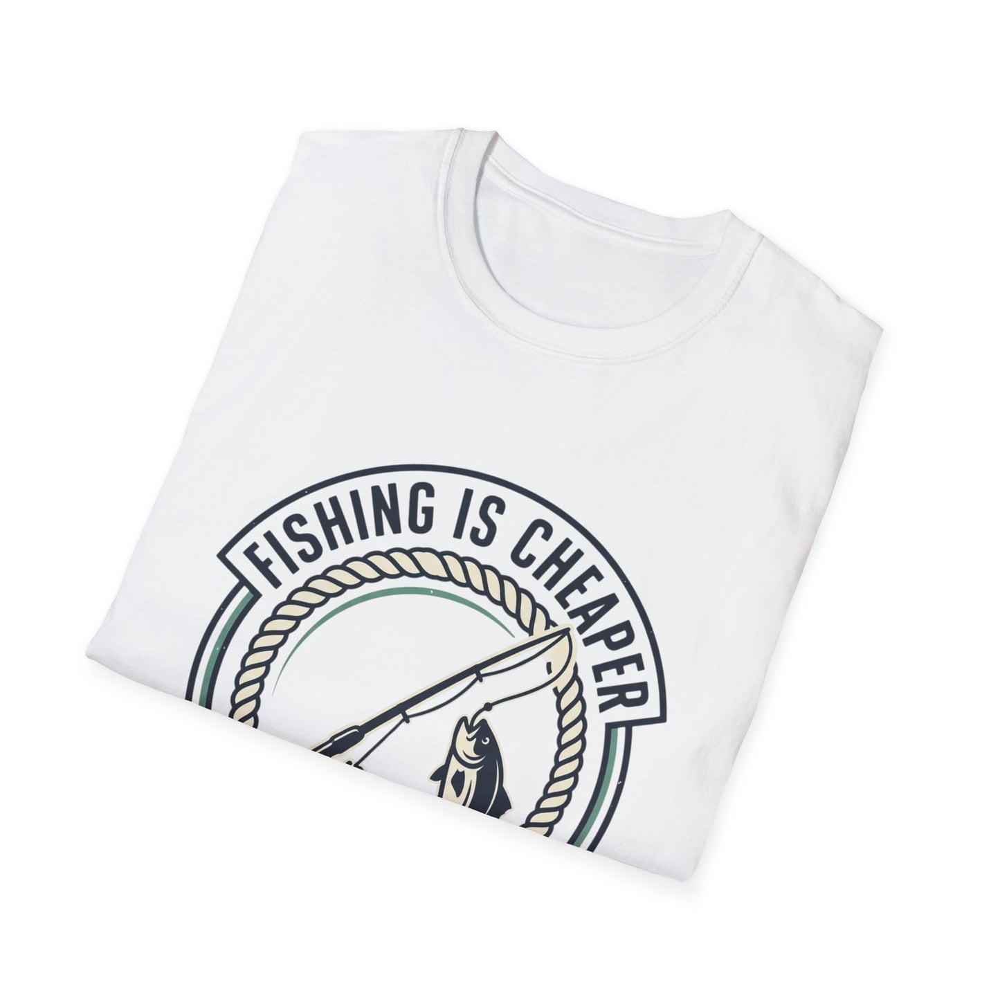 Fishing Is Cheaper Than Therapy T-Shirt — Funny Fishing Graphic Tee for Anglers