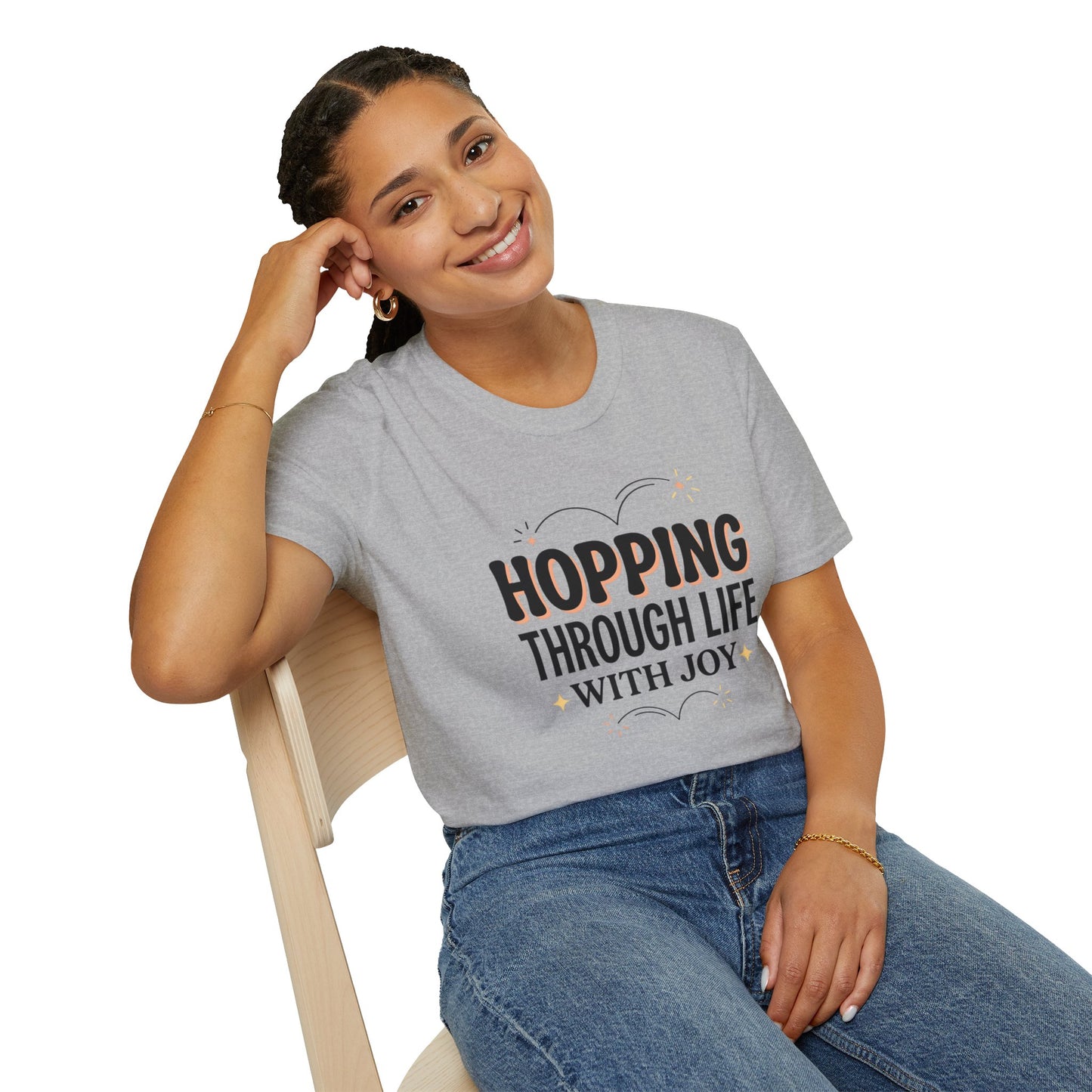 Hopping Through Life Tee — "Hopping Through Life with Joy" Inspirational Graphic T-Shirt