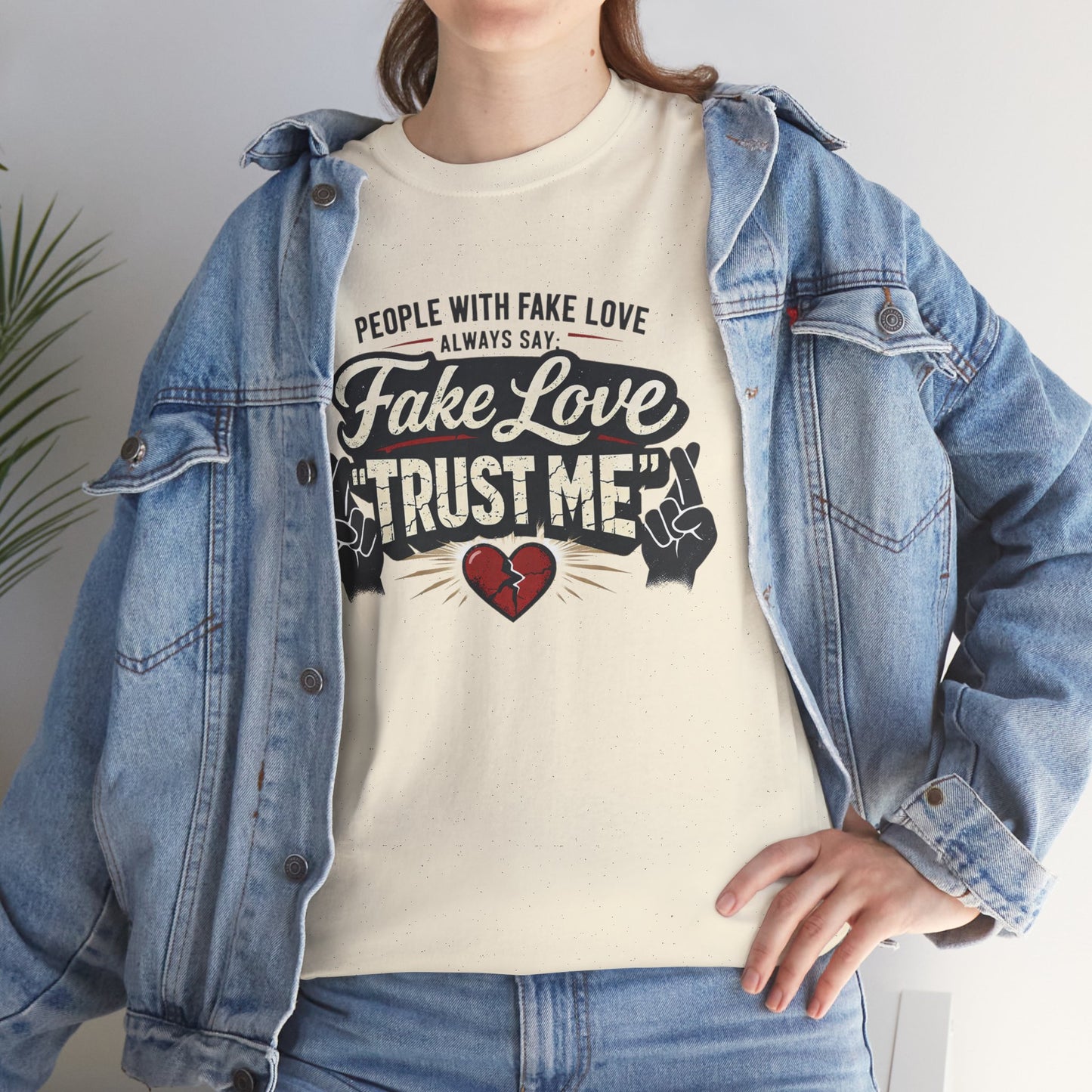 Fake Love Trust Me T-Shirt – Vintage Tattoo Heart Graphic Tee