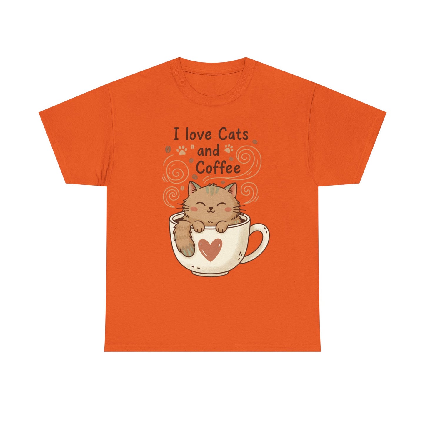 Cat and Coffee T‑Shirt — "I Love Cats and Coffee" Cute Cat in Mug Tee