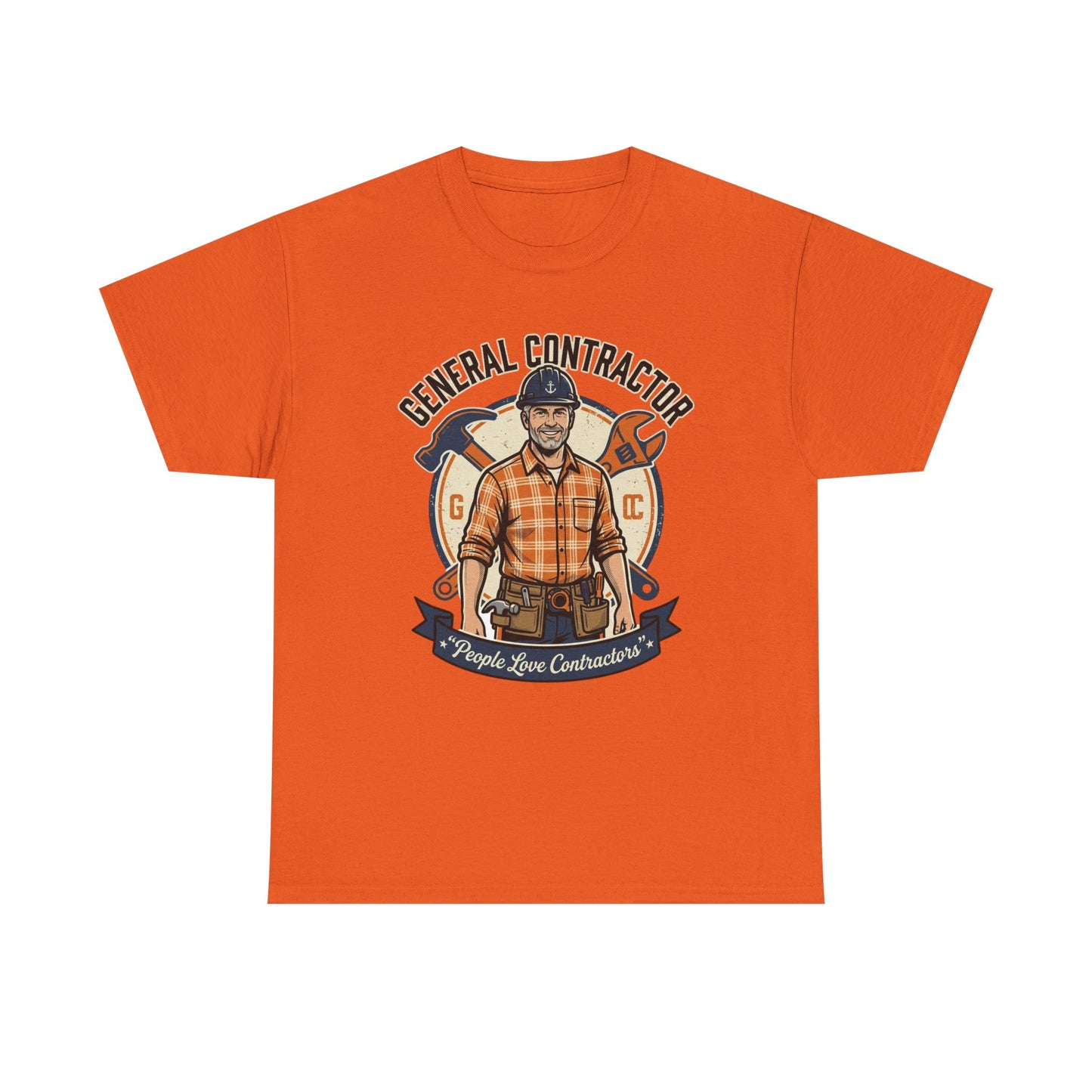 General Contractor T-Shirt — Vintage Construction Worker Logo Tee Printify