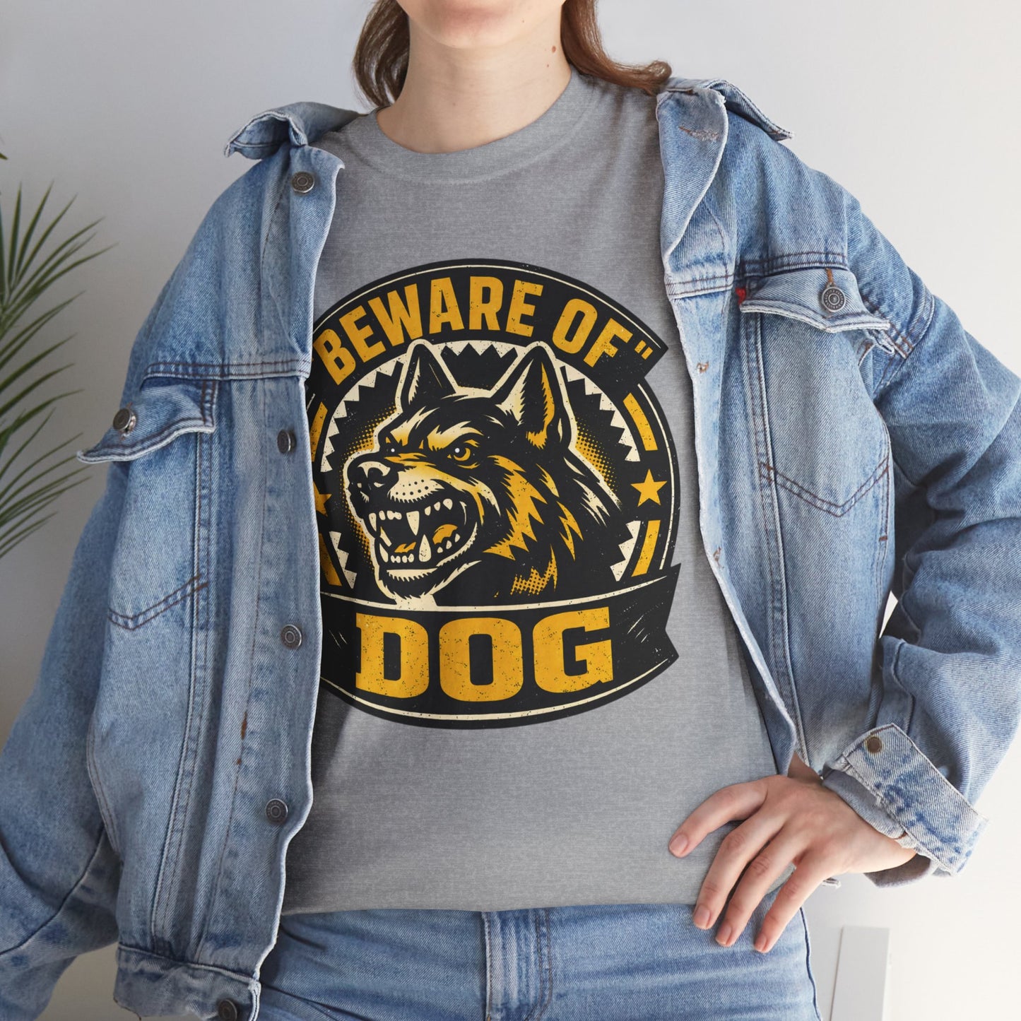 Beware of Dog T-Shirt — Retro Aggressive Dog Warning Graphic Tee Printify
