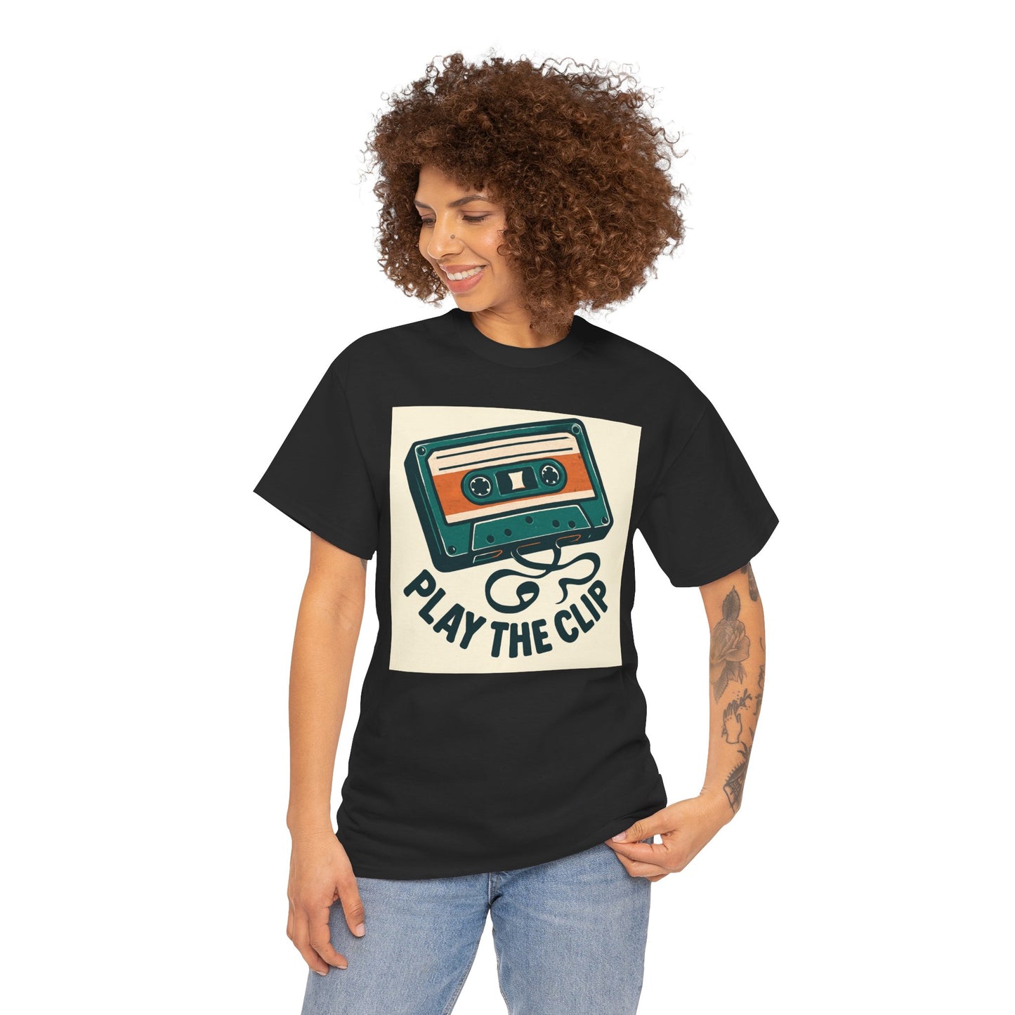 Cassette Tape 'Play the Clip' T-Shirt — Retro Music Tee Printify