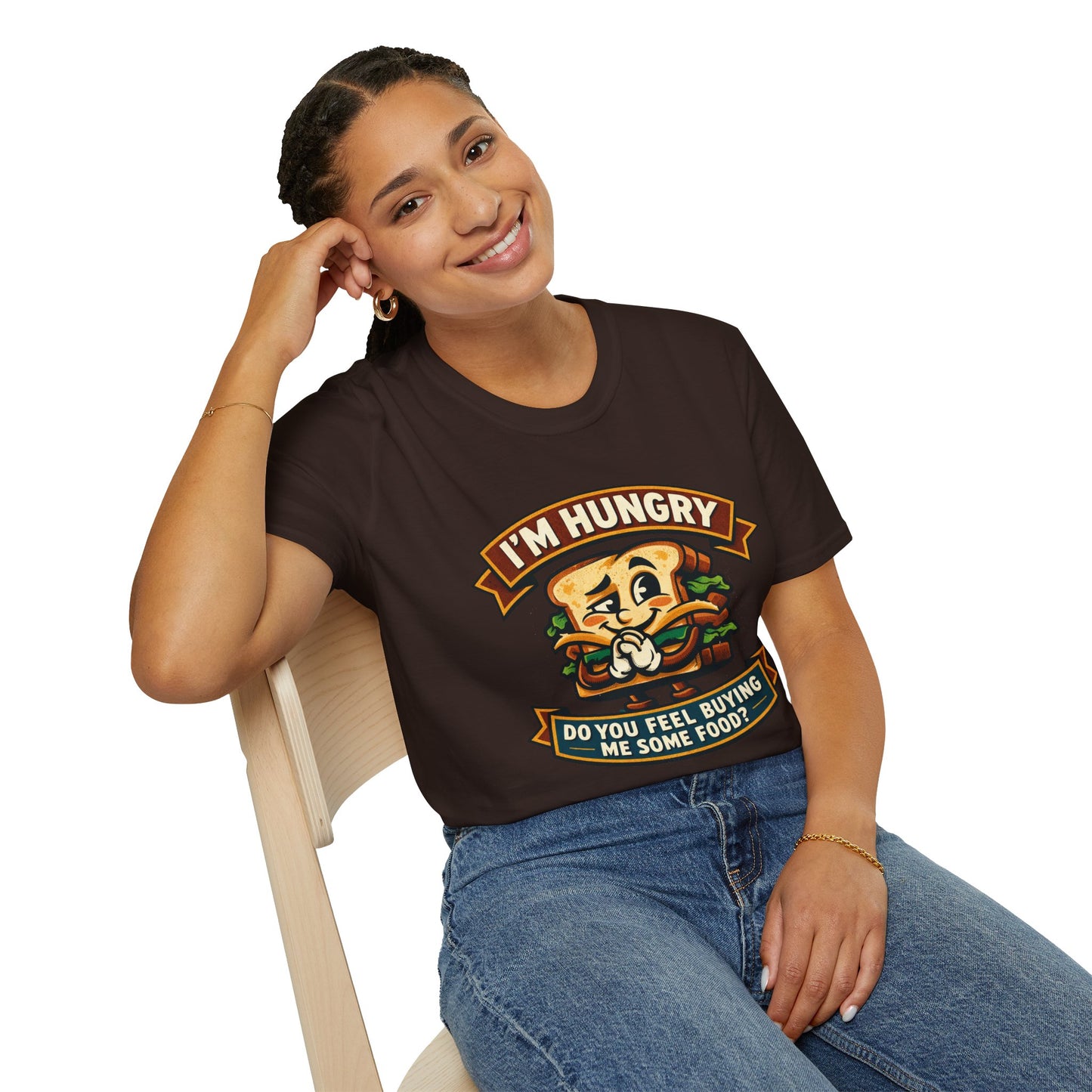 I'm Hungry Burger Graphic T-Shirt — "Do You Feel Buying Me Some Food?" Funny Foodie Tee