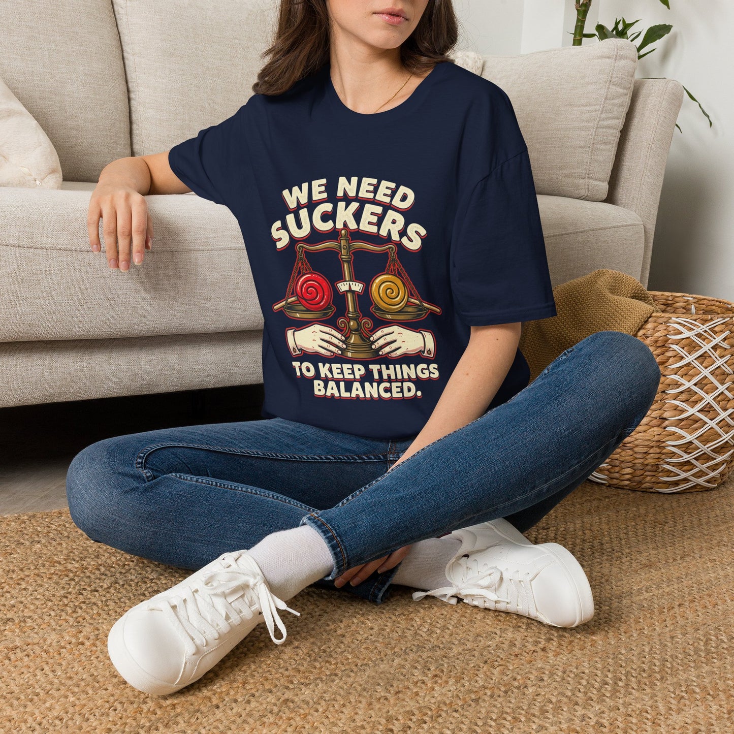 "We Need Suckers to Keep Things Balanced" Retro Candy Scale Tee