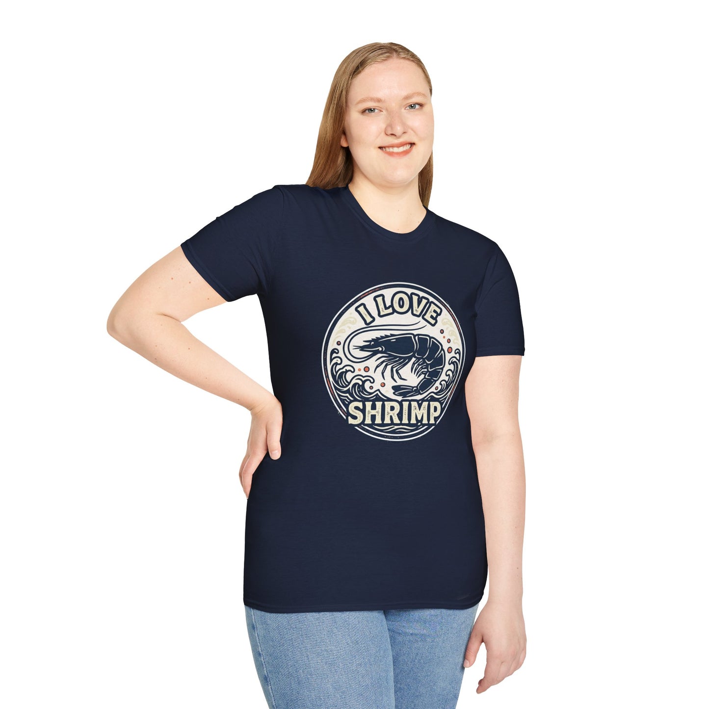 I Love Shrimp T-Shirt — Retro Seafood Crew Tee