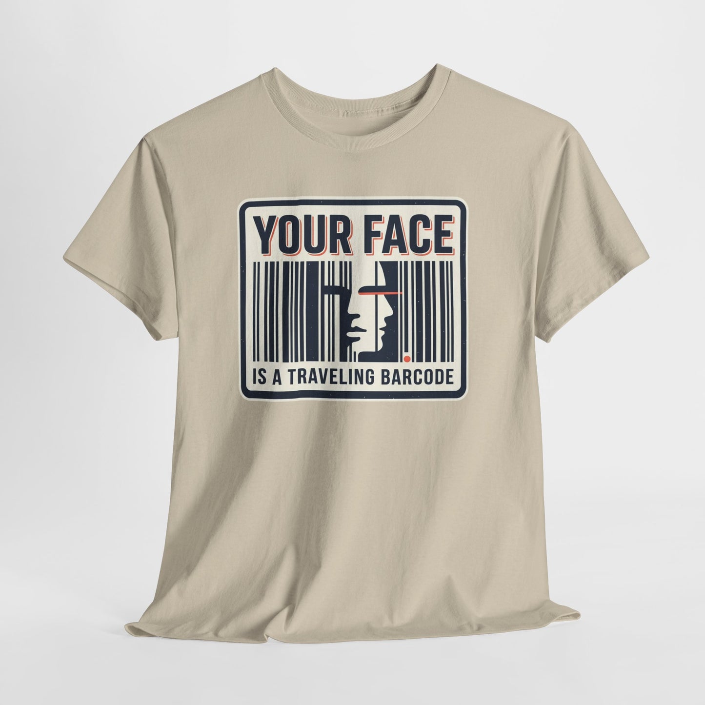 "Your Face Is a Traveling Barcode" Graphic Tee