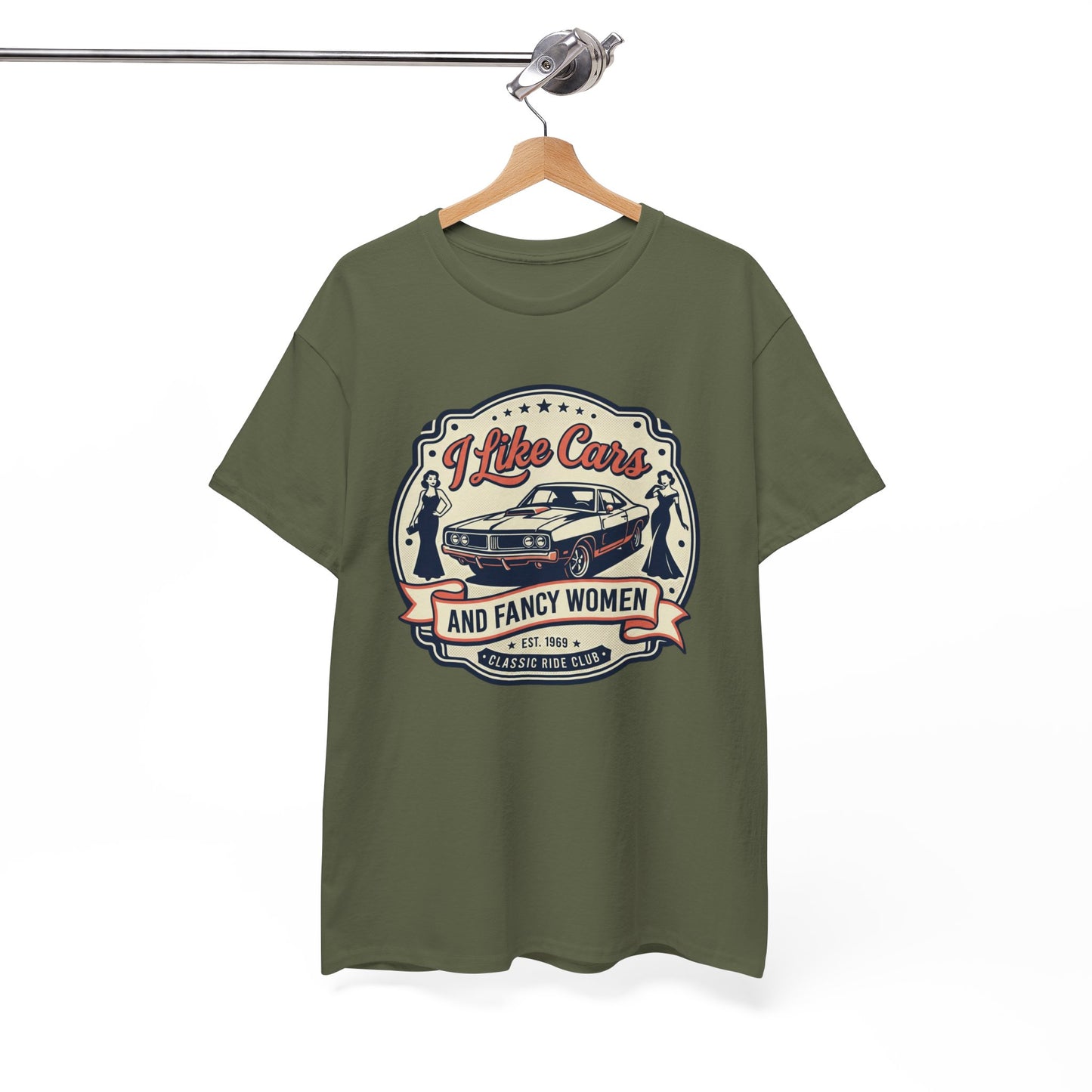 “I Like Cars and Fancy Women” Vintage Auto Graphic Shirt - Classic Car Tee