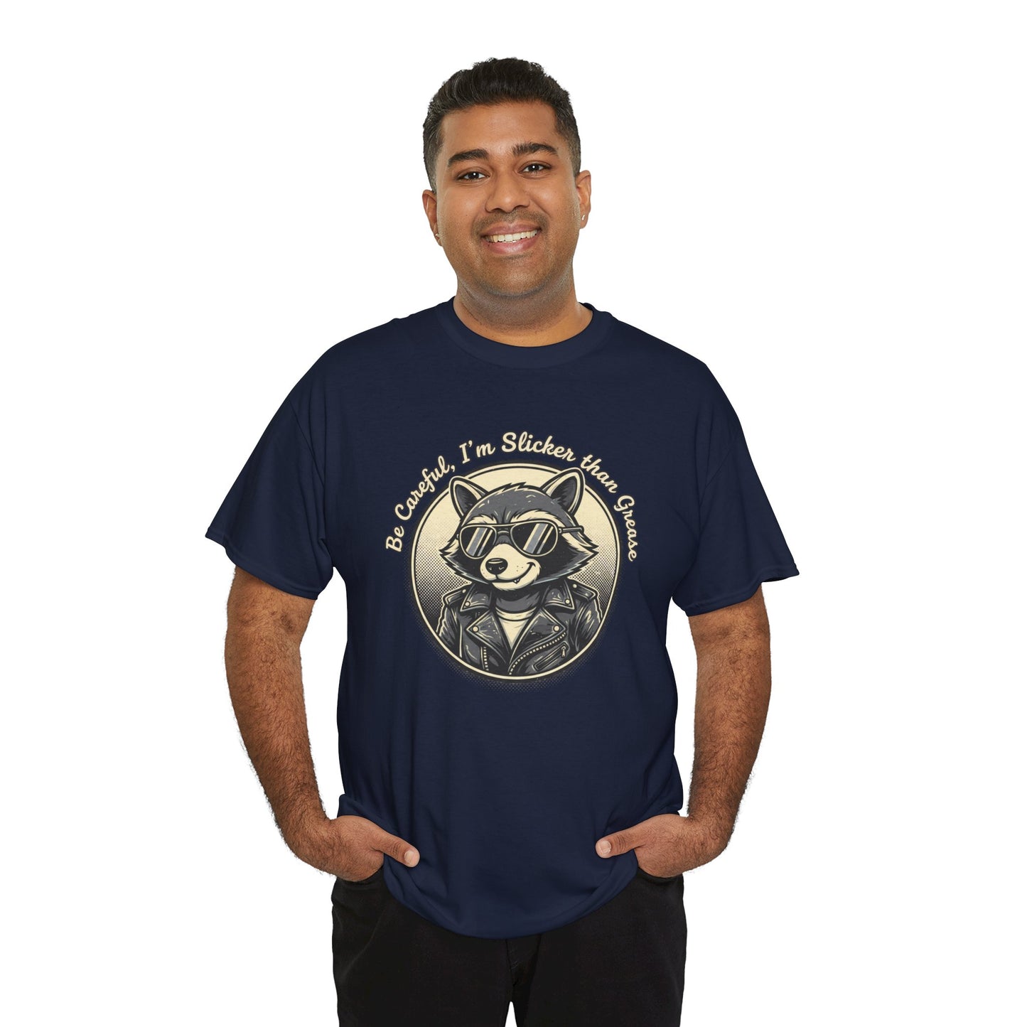 Raccoon Detective Graphic Tee — "Be Careful I’m Watching Your Snacks" Vintage Badge T-Shirt
