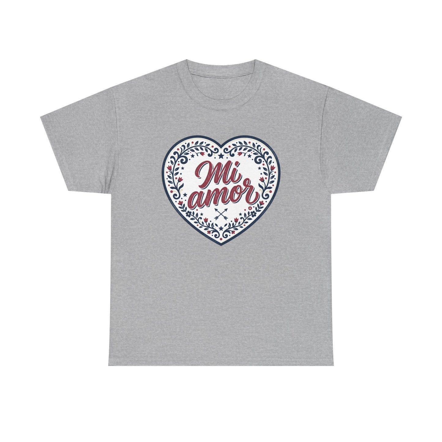 Mi Amor Heart T-Shirt — Romantic Floral Graphic Tee for Valentine’s Day