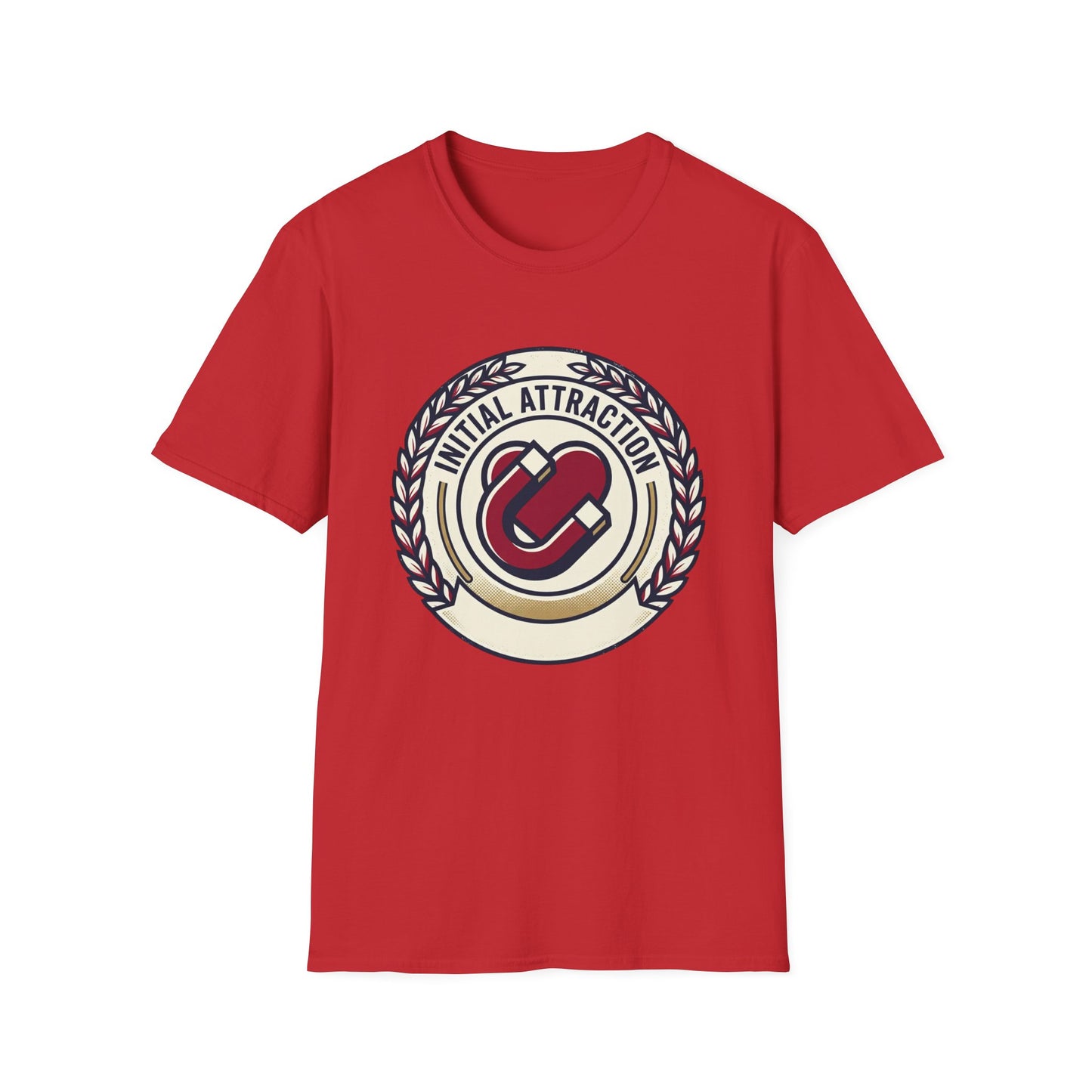 Initial Attraction T-Shirt — Retro Badge Heart Design