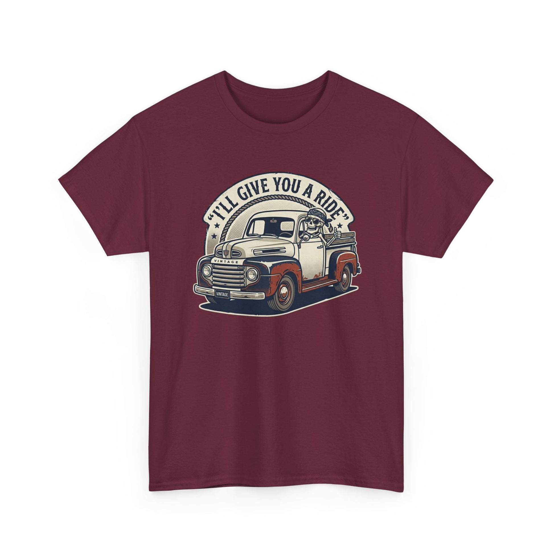 Vintage Pickup Truck T-Shirt — “I’ll Give You a Ride” Classic Retro Tee Printify