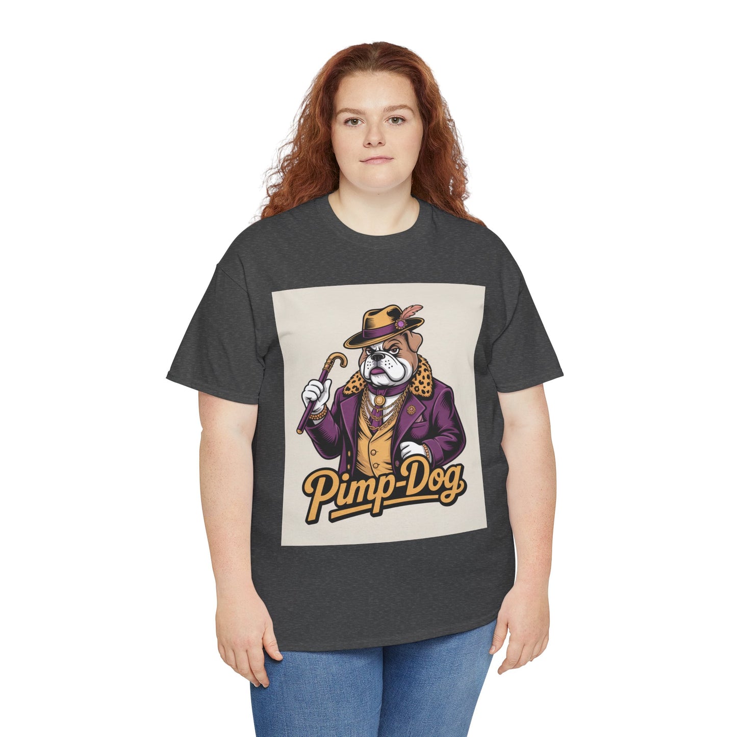 Pimp-Dog Graphic Tee — Retro Bulldog Character Shirt Printify