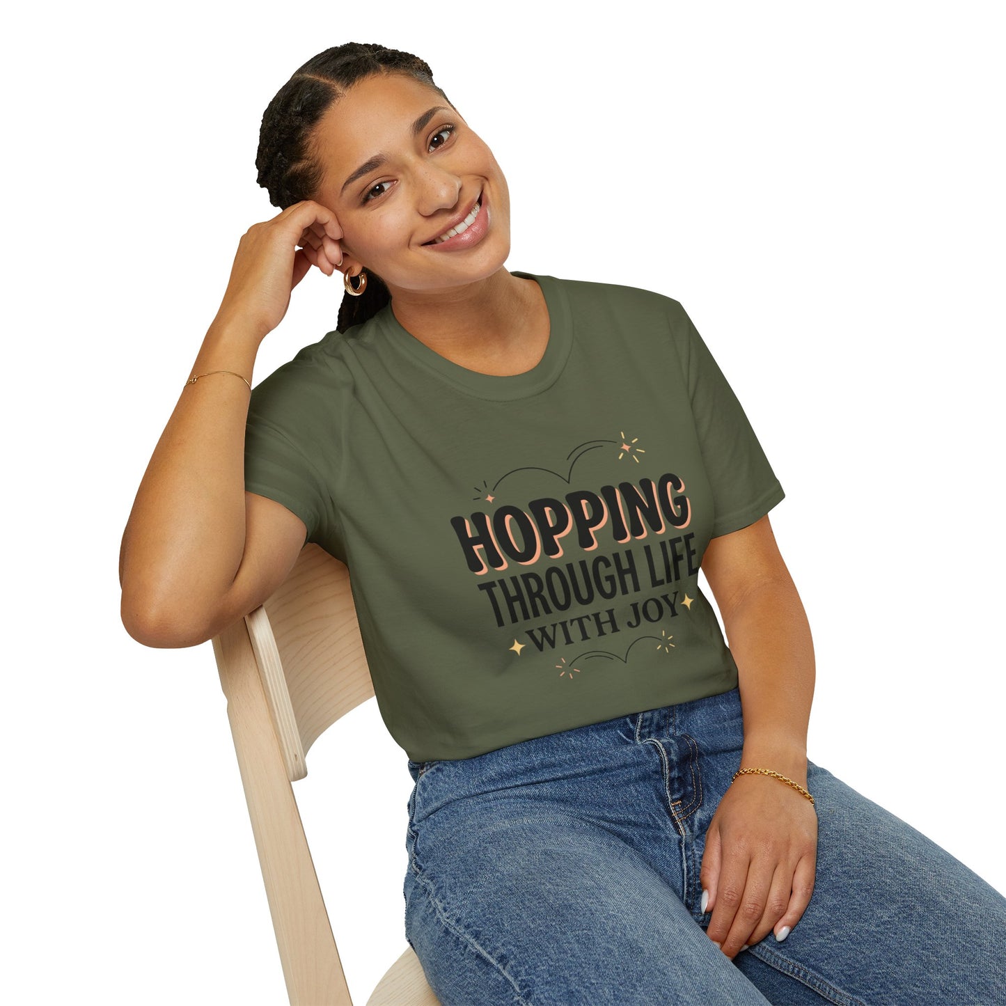 Hopping Through Life Tee — "Hopping Through Life with Joy" Inspirational Graphic T-Shirt