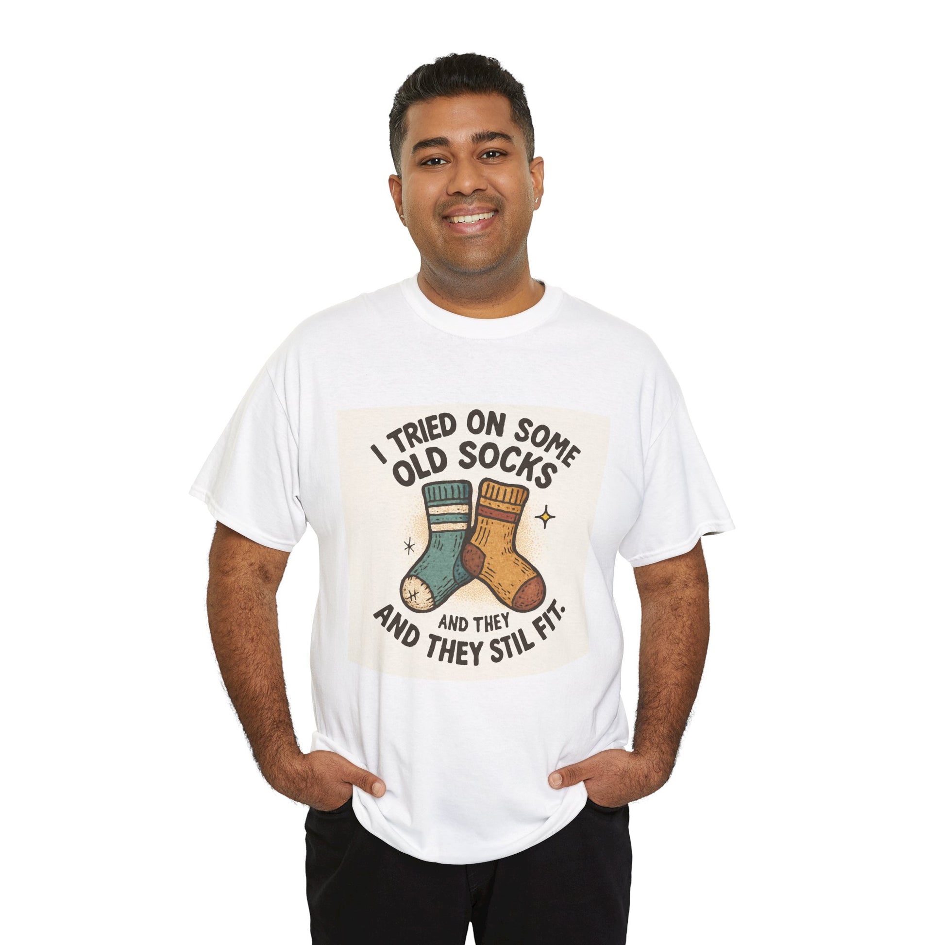Funny Socks T-Shirt – “I Tried On Some Old Socks and They Still Fit” Graphic Tee Printify