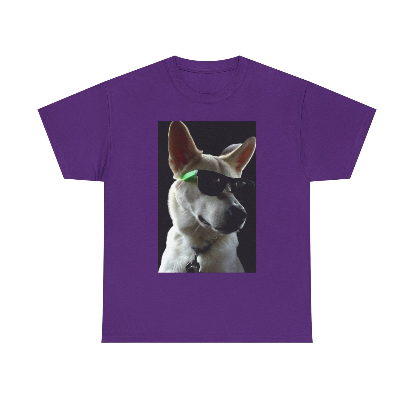 Cyberpunk Dog Photo Tee — Futuristic Bull Terrier Graphic T-Shirt Printify