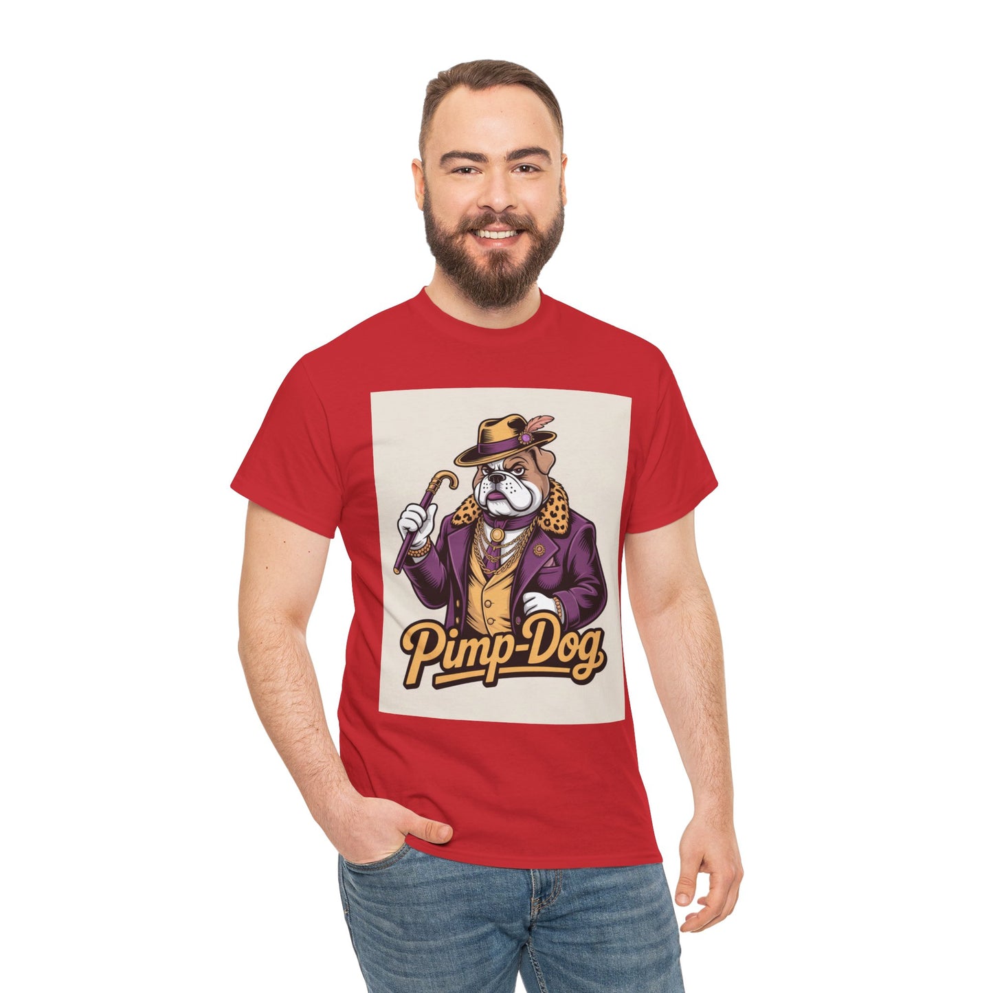 Pimp-Dog Graphic Tee — Retro Bulldog Character Shirt Printify