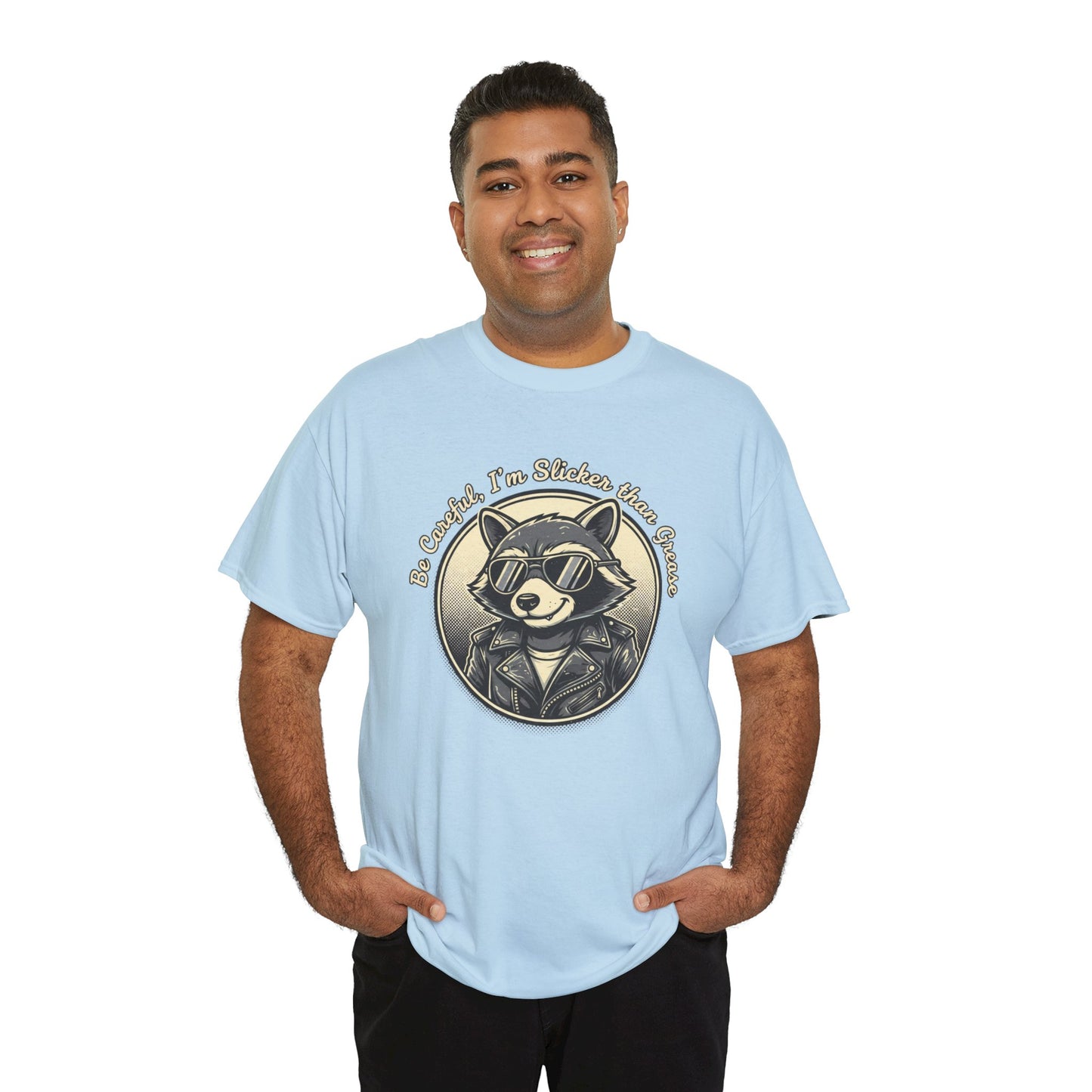 Raccoon Detective Graphic Tee — "Be Careful I’m Watching Your Snacks" Vintage Badge T-Shirt