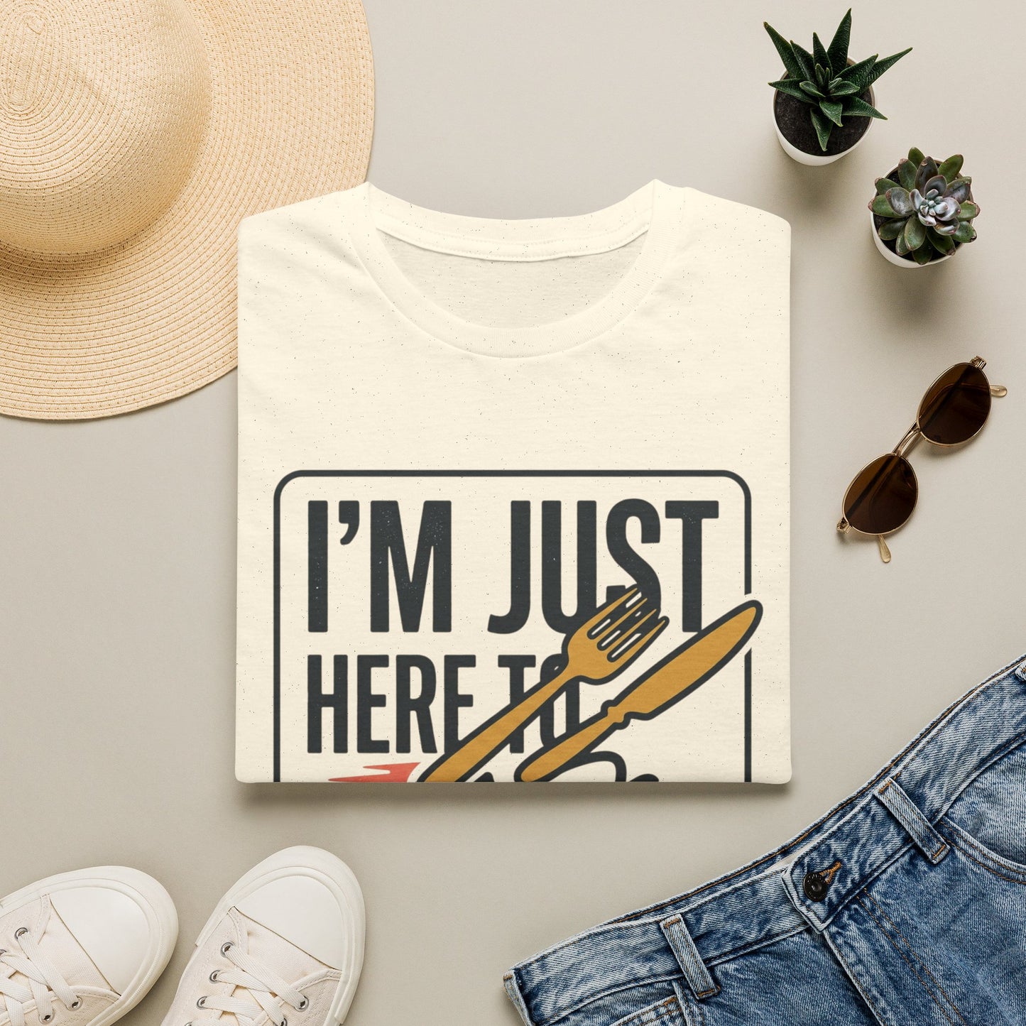 I'm Just Here to Eat and Run T-Shirt — Funny Runner & Foodie Tee