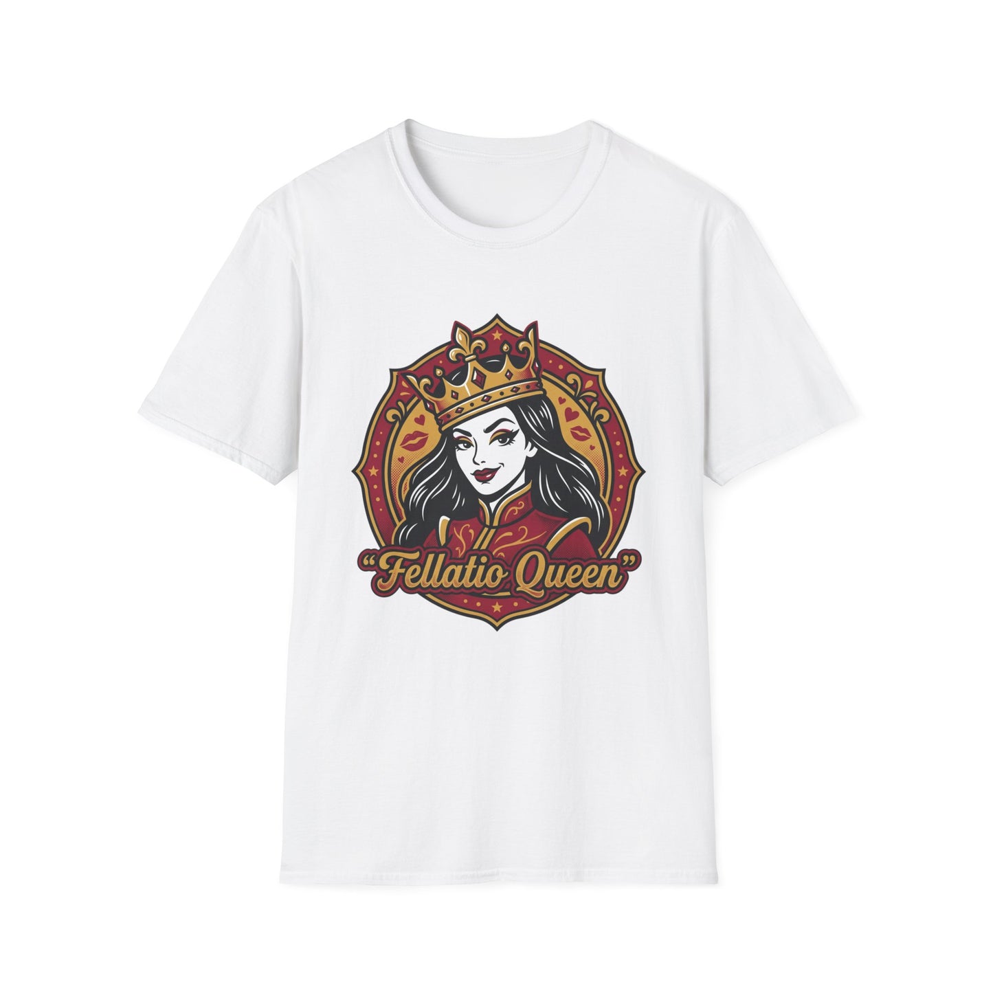 "Fellatio Queen" Retro Pinup Crown Graphic Tee Printify