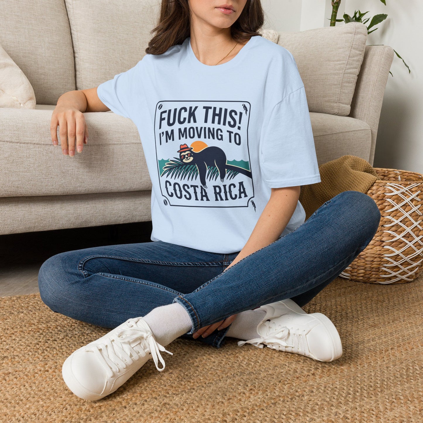 I'm Moving to Costa Rica T-Shirt — Funny Sloth 'Fuck This!' Vacation Tee