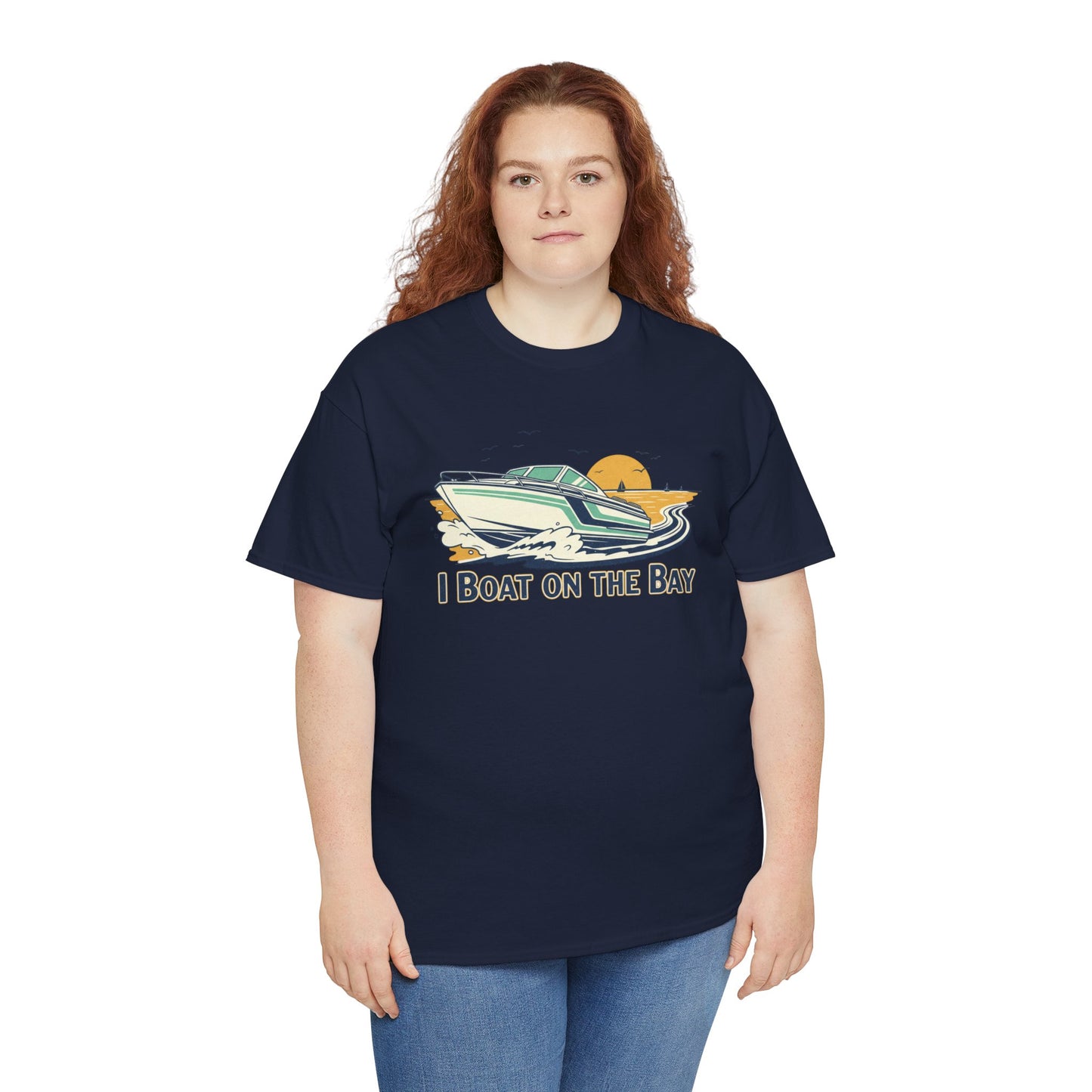 Boat on the Bay T-Shirt — Retro Motorboat Sunset Tee Printify