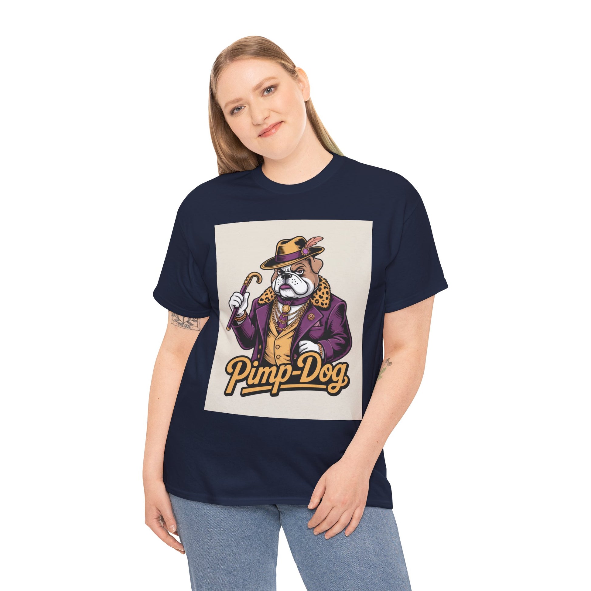 Pimp-Dog Graphic Tee — Retro Bulldog Character Shirt Printify