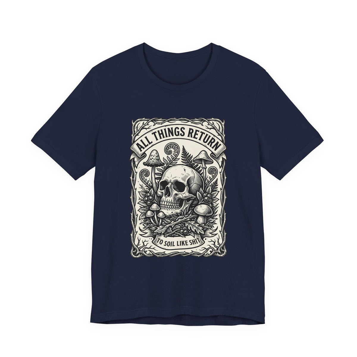 All Things Return skull mushroom botanical tee | Gothic botanicals