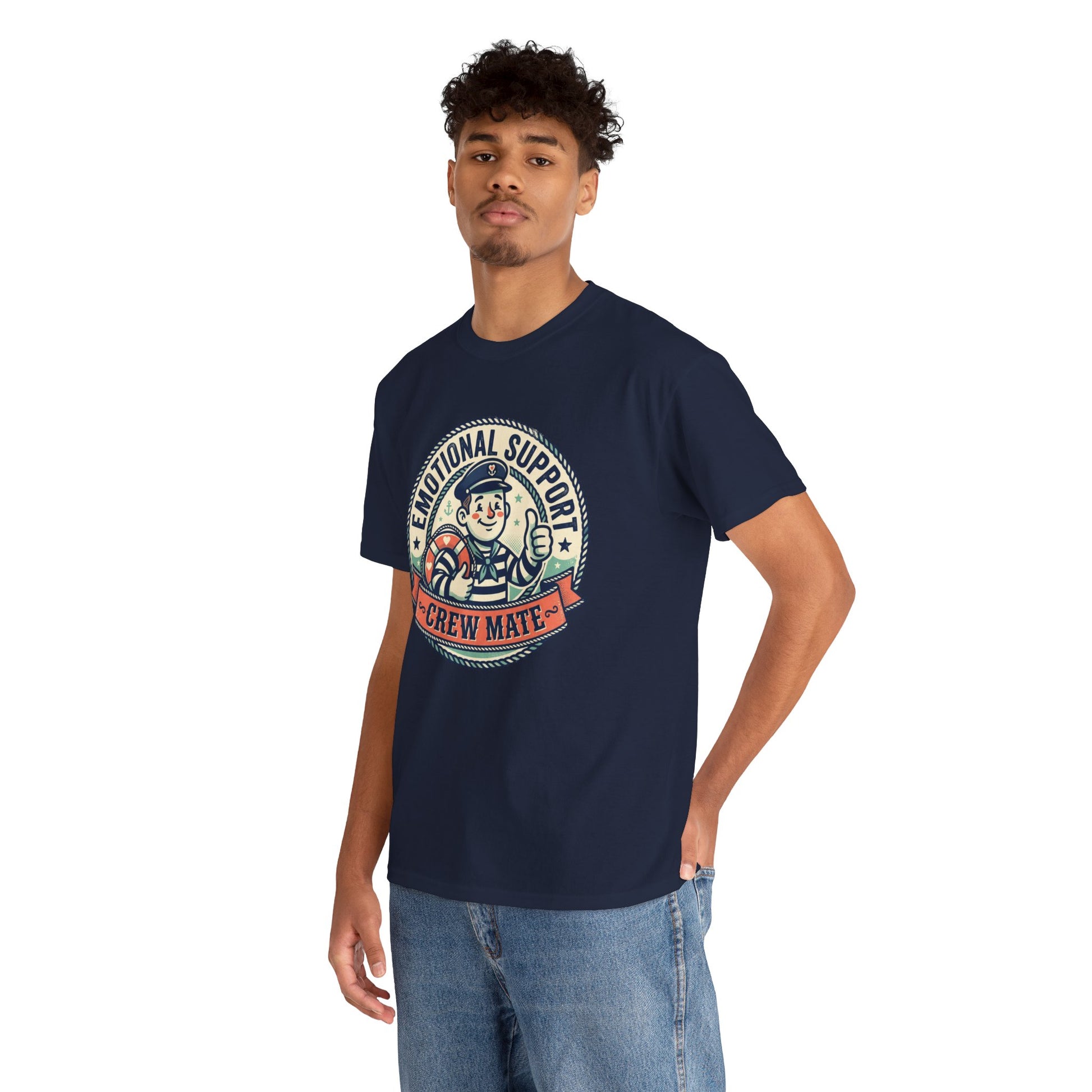 Emotional Support Crew Mate T‑Shirt — Retro Nautical Crewmate Tee Printify